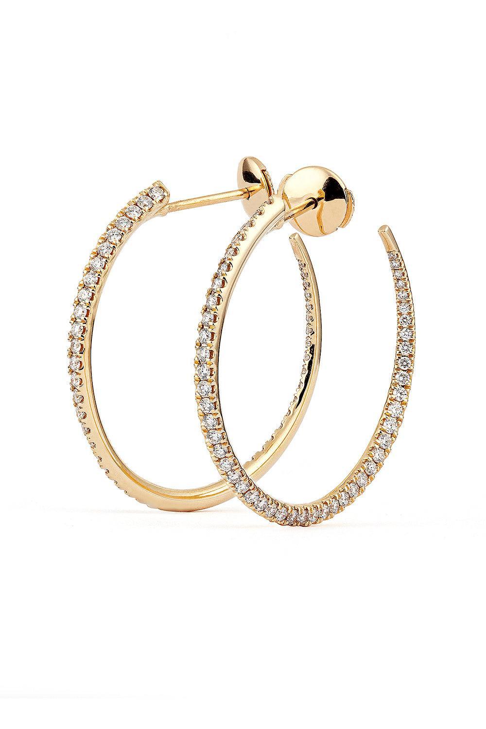 Diamond Twisted Creoles Earrings - 35Mm-YELLOW GOLD-JEWELRYFINE JEWELEARRING-ENGELBERT 1920