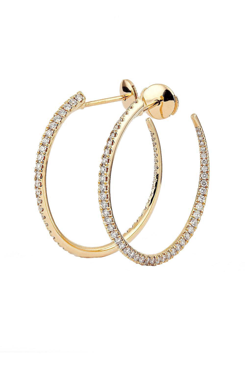 Diamond Twisted Creoles Earrings - 35Mm