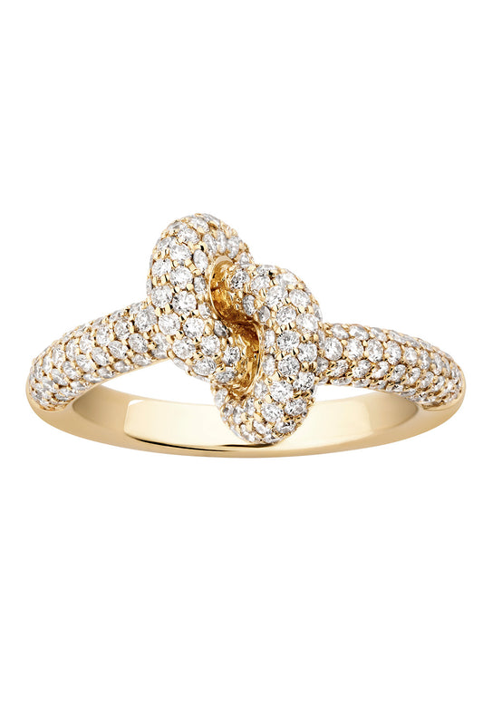 Diamond Pavé Small Legacy Knot Ring-YELLOW GOLD-7-JEWELRYFINE JEWELRING-ENGELBERT 1920