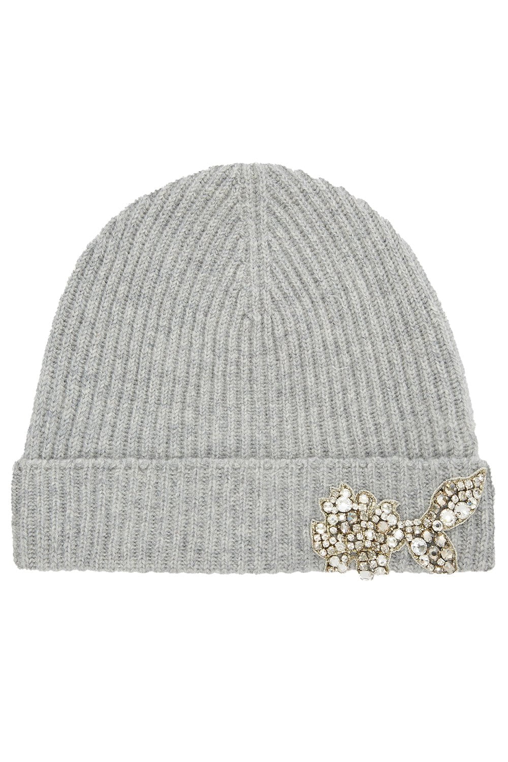 ERDEM-EMBROIDERED KNITTED HAT - GREY-GREY