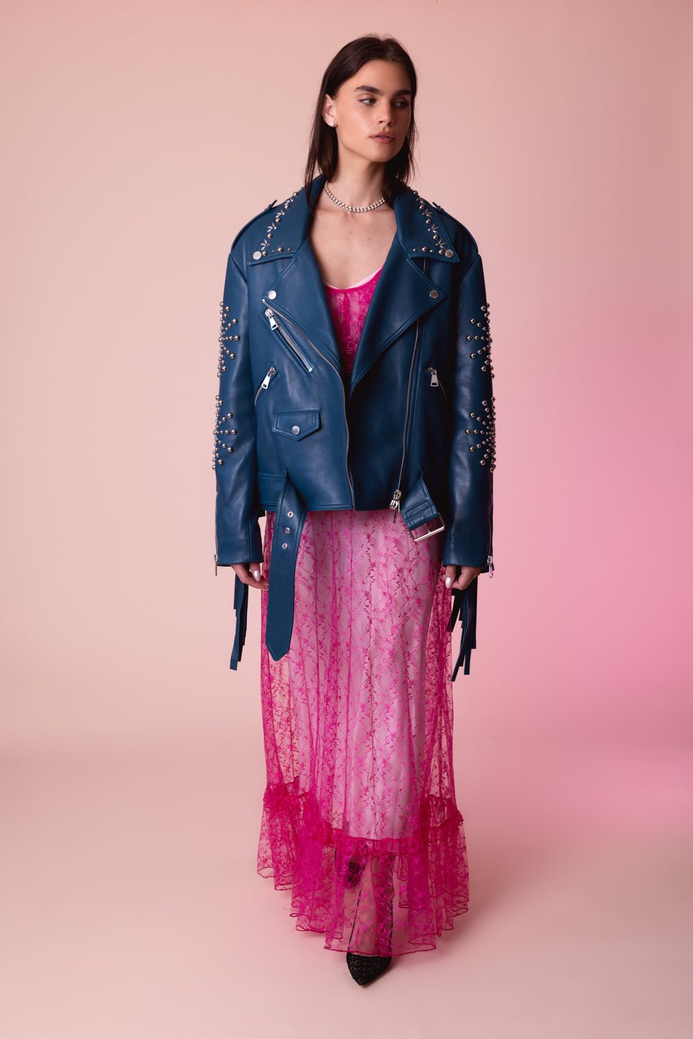 ERDEM-Oversized Biker Jacket-BLUE