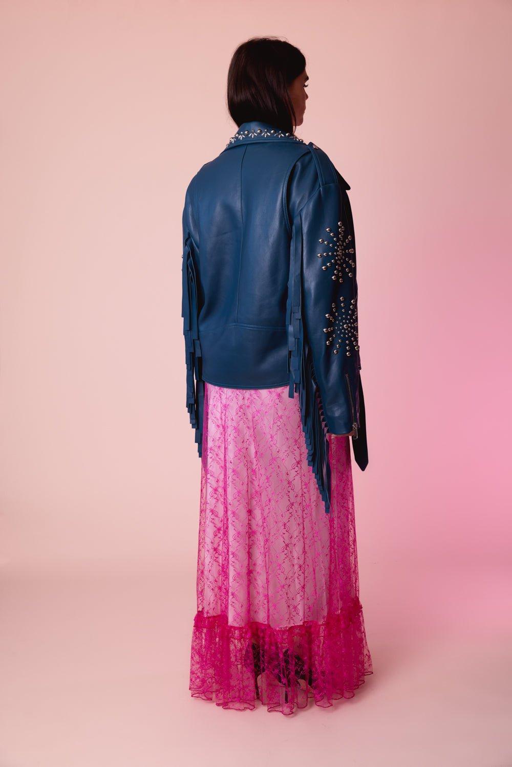 ERDEM-Oversized Biker Jacket-BLUE