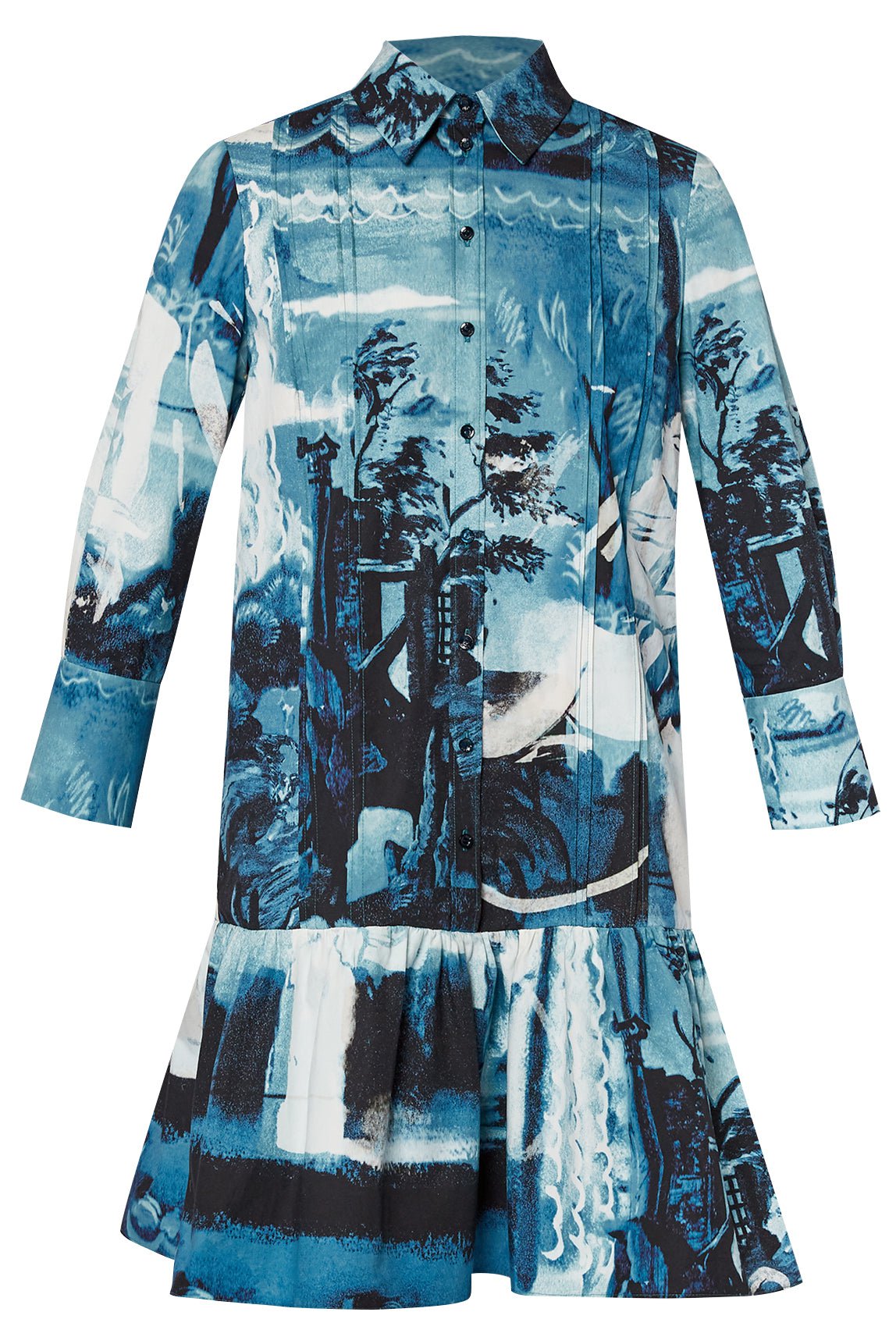 ERDEM-Long Sleeve Shirt Dress-