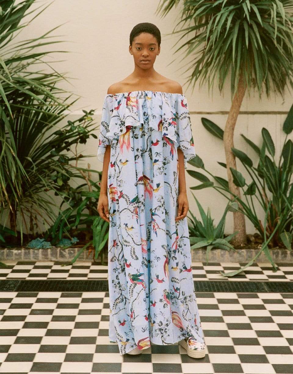 ERDEM-Algarve Dress Paisley Parrot Cotton Silk Voile-