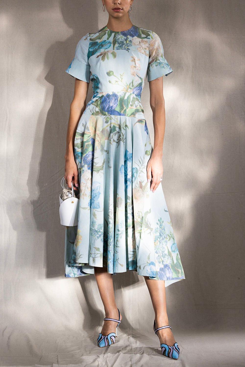 ERDEM-Short Sleeve Fare Shirt Dress-
