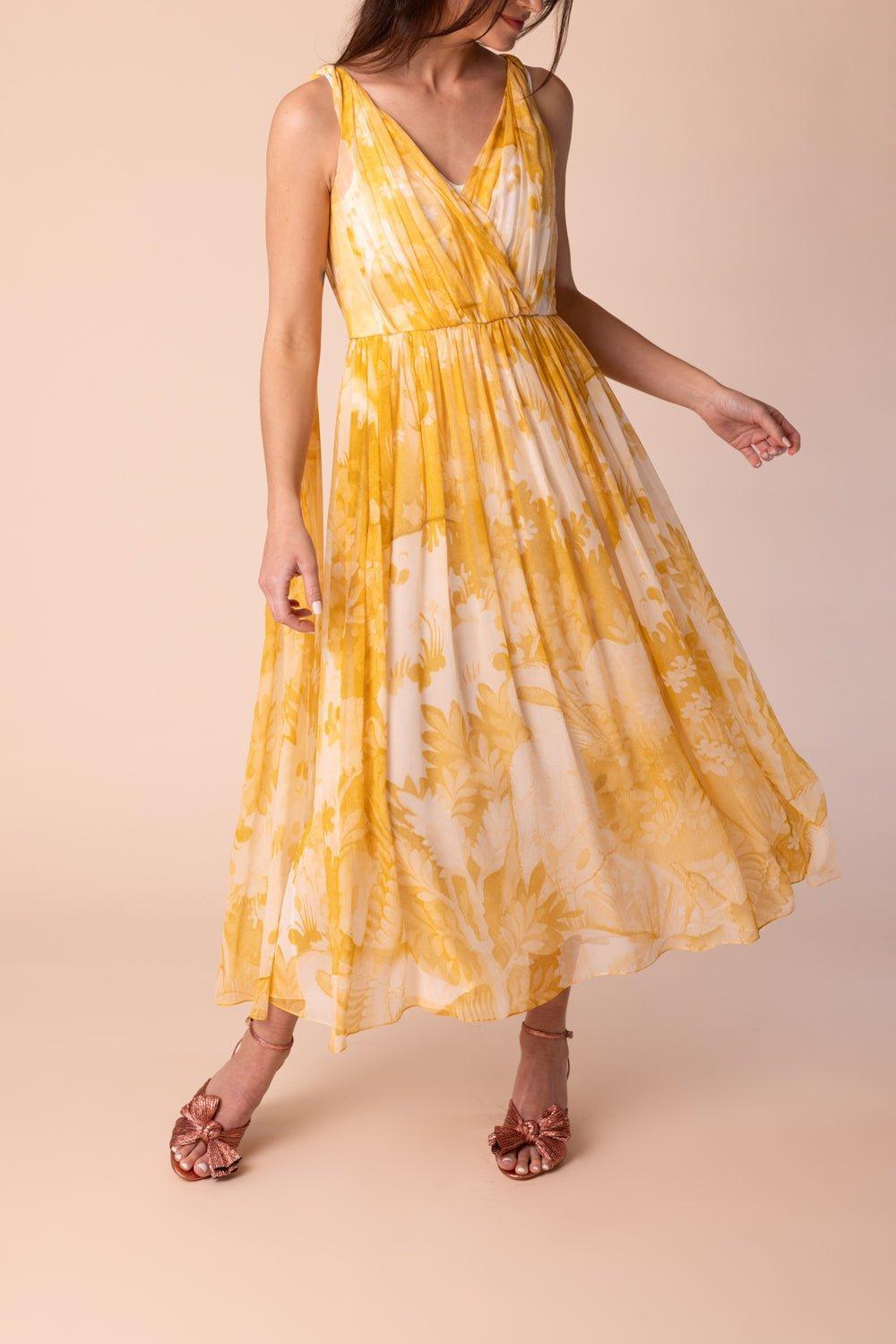ERDEM-Sleeveless Vneck Floral Maxi Dress-