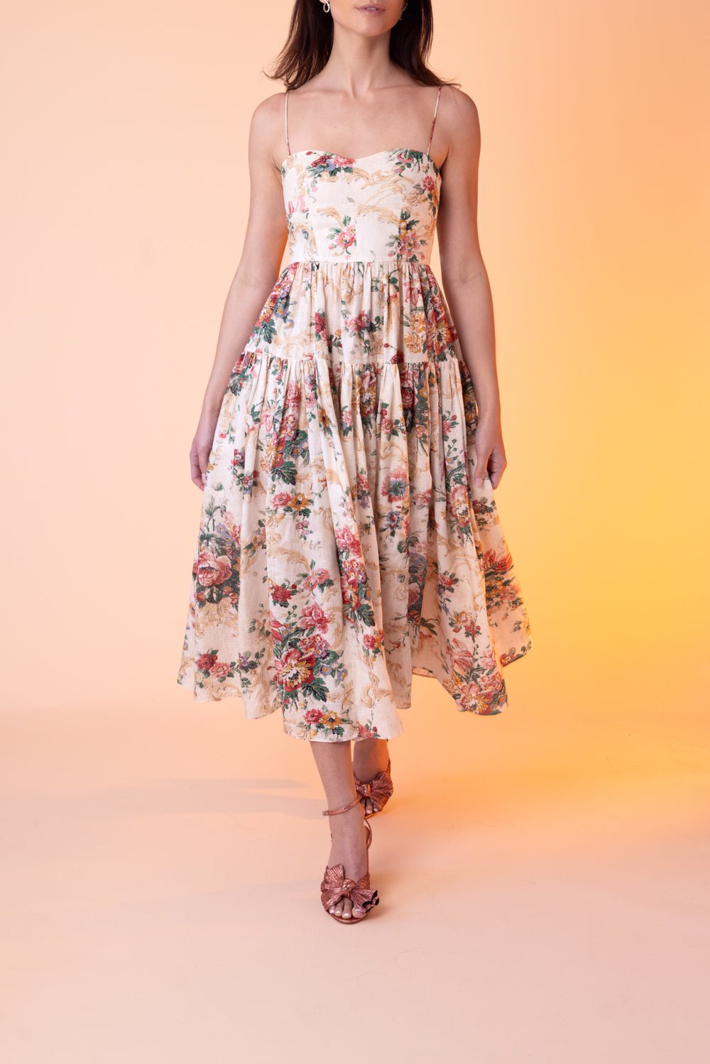 ERDEM-Strappy Fit Flare Midi Dress-