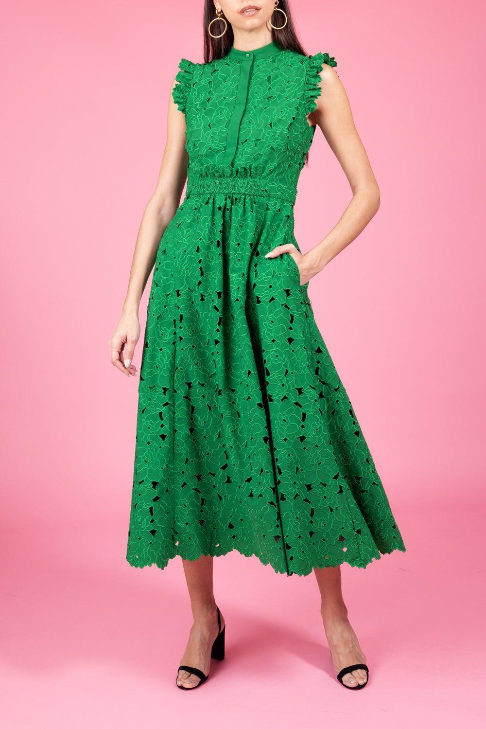 ERDEM-Cutwork Sleeveless Midi Dress-