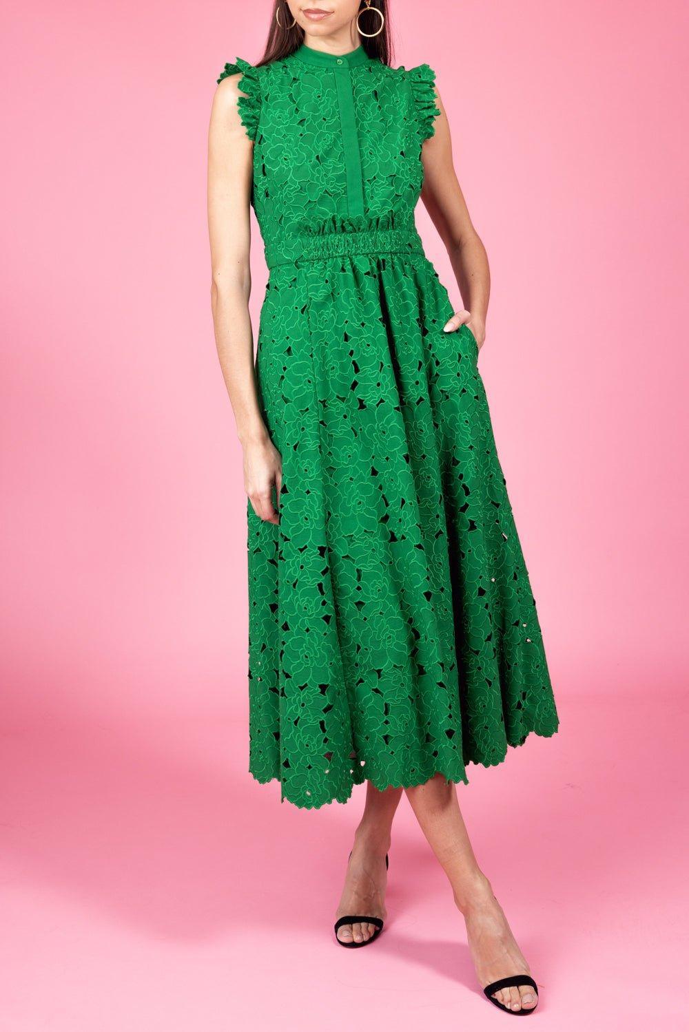 ERDEM-Cutwork Sleeveless Midi Dress-