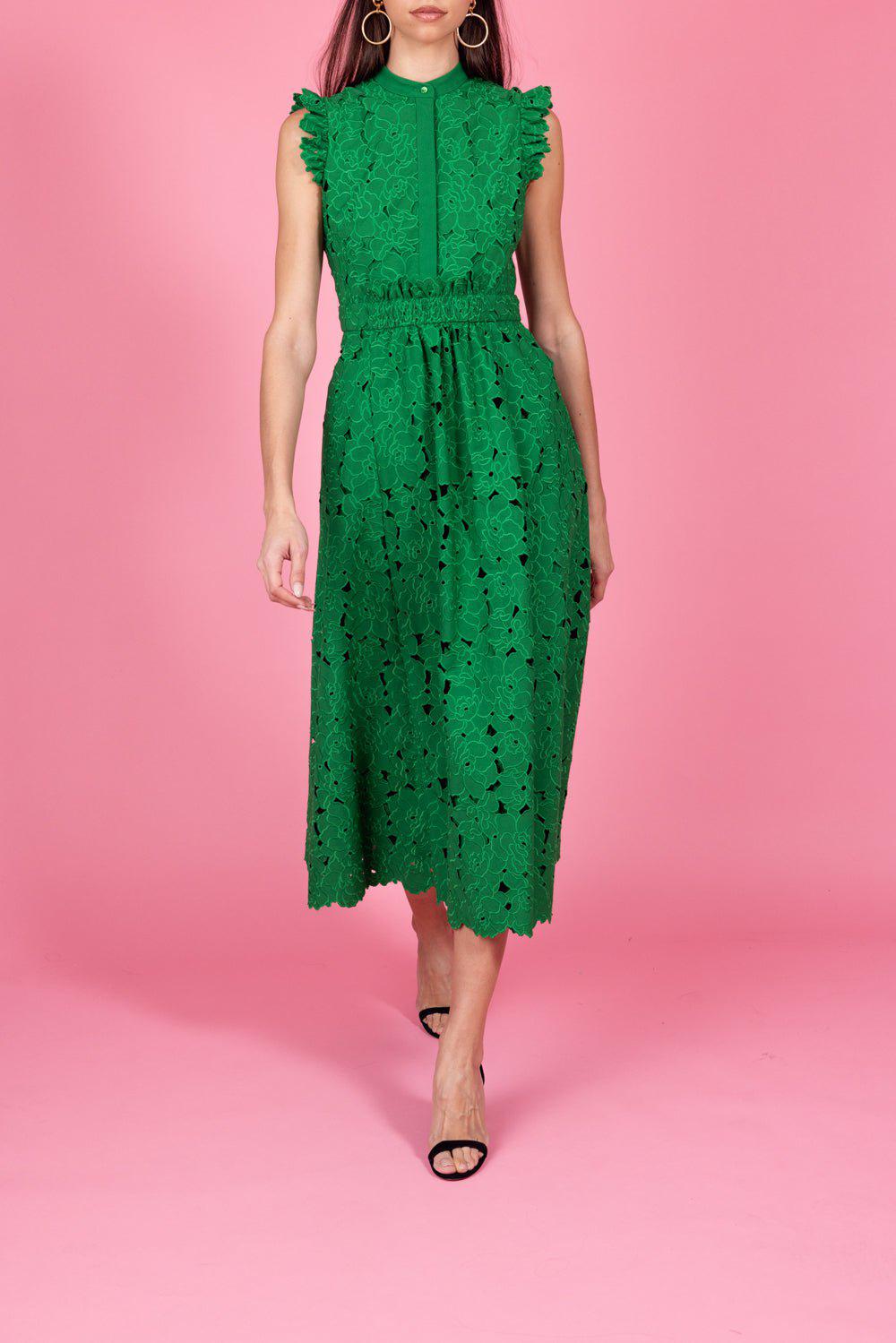 ERDEM-Cutwork Sleeveless Midi Dress-
