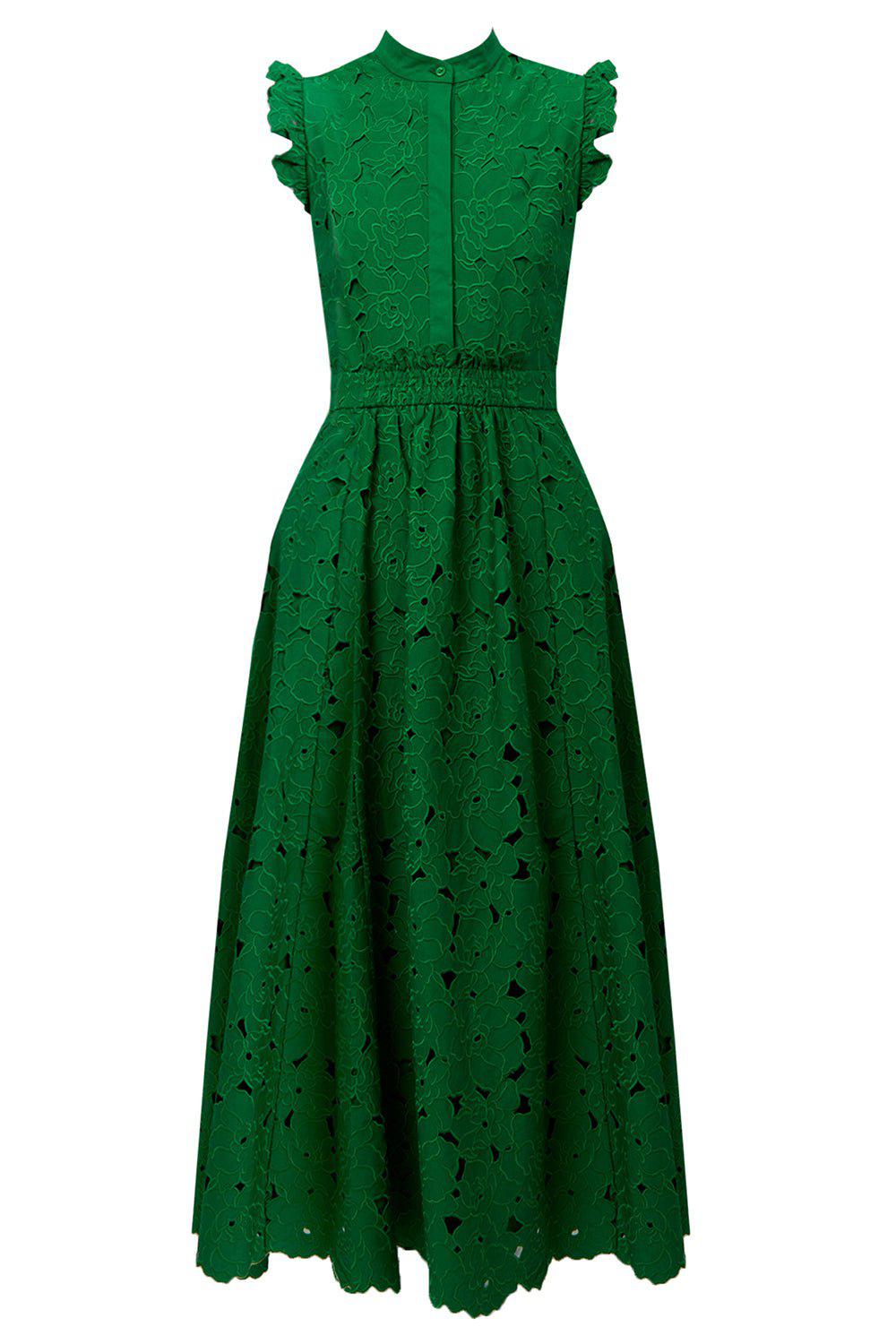 ERDEM-Cutwork Sleeveless Midi Dress-