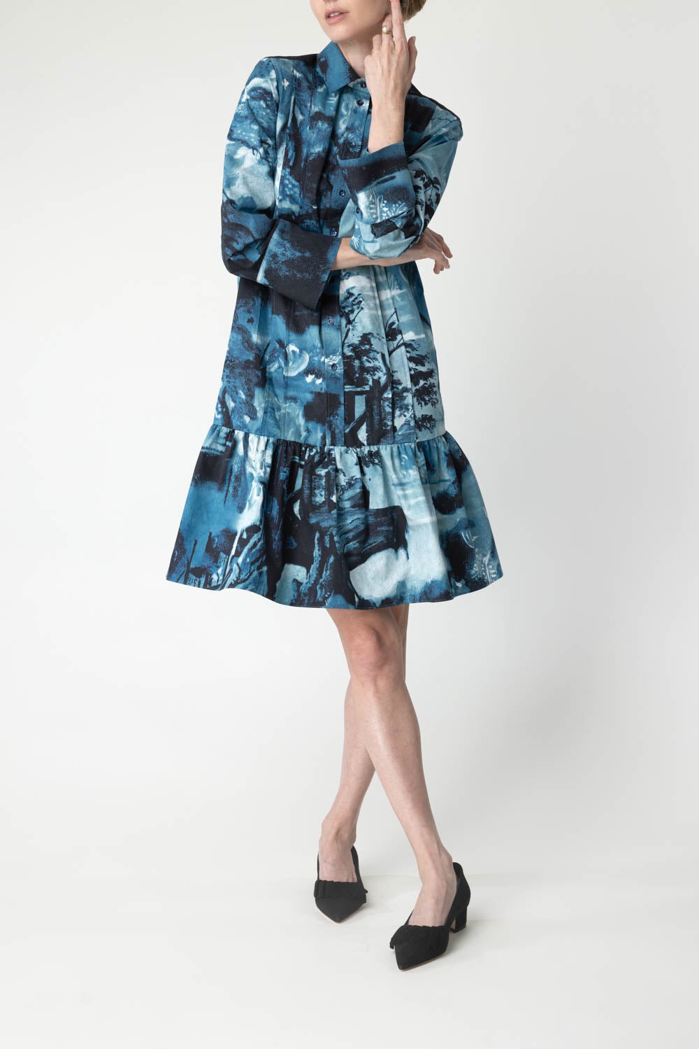 ERDEM-Long Sleeve Shirt Dress-