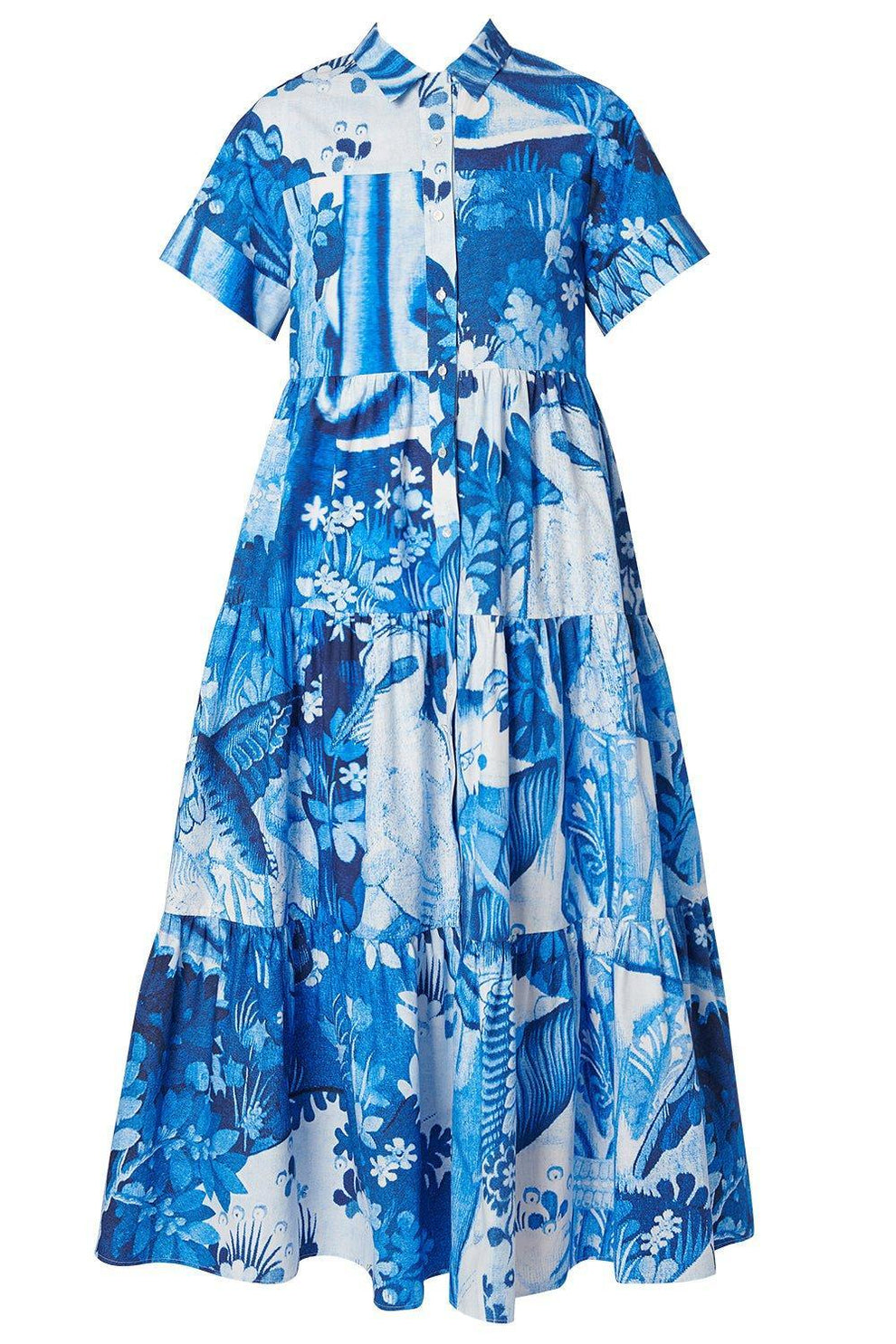 Tiered Hem Midi Shirt Dress | ERDEM Marissa Collections Tiered Hem Midi Shirt Dress | ERDEM Marissa Collections