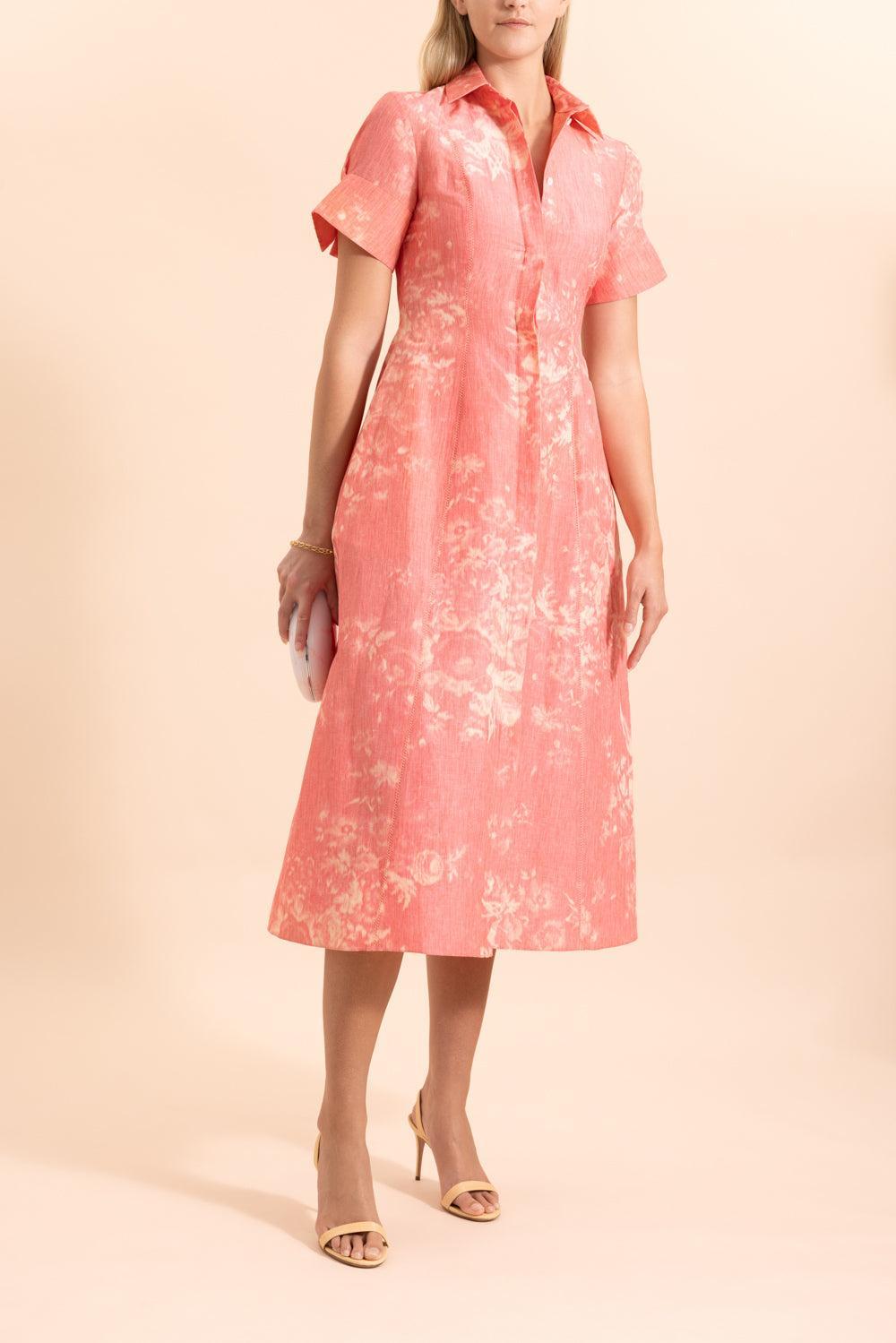 Floral Print Midi Shirt Dress-PINK-4-CLOTHINGDRESSCASUAL-ERDEM