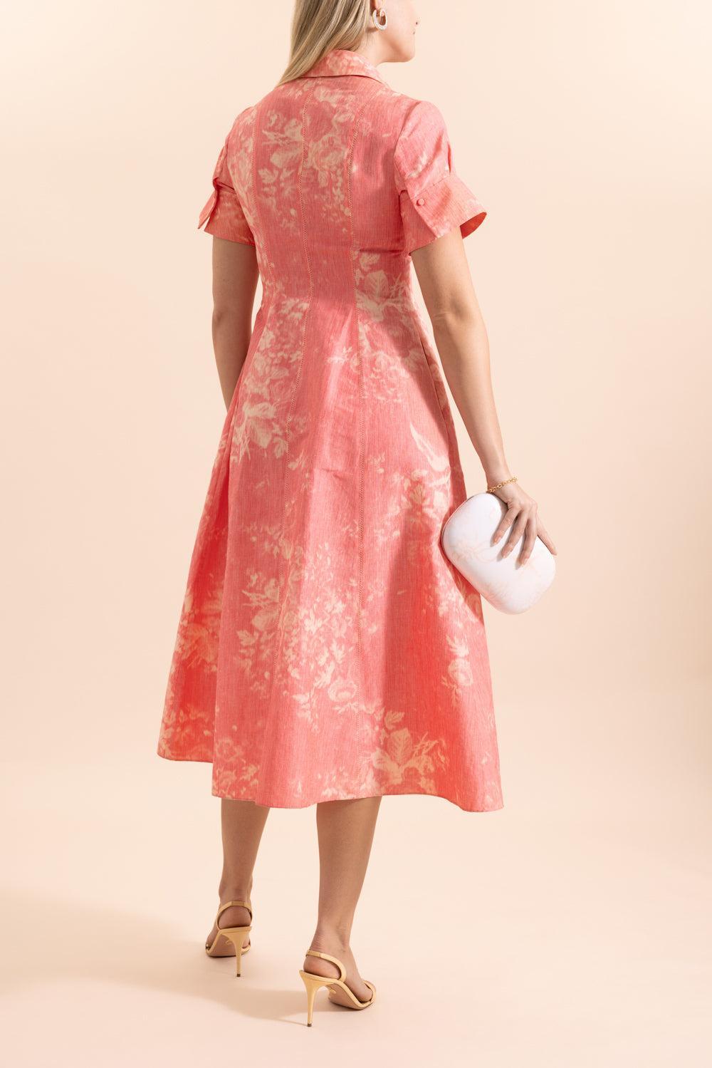 Floral Print Midi Shirt Dress-PINK-4-CLOTHINGDRESSCASUAL-ERDEM