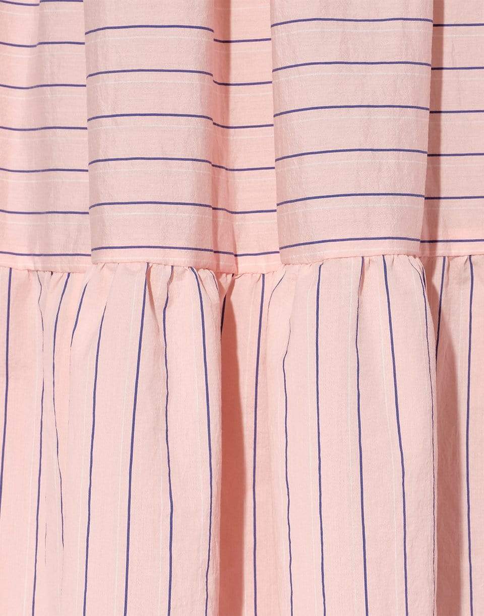 ERDEM-Elbow Sleeve Striped Positano Dress-PINK
