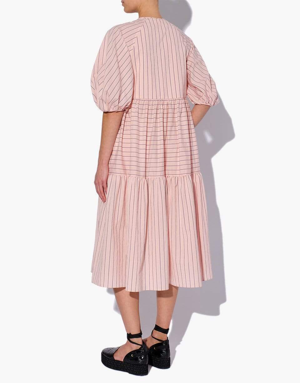 ERDEM-Elbow Sleeve Striped Positano Dress-PINK