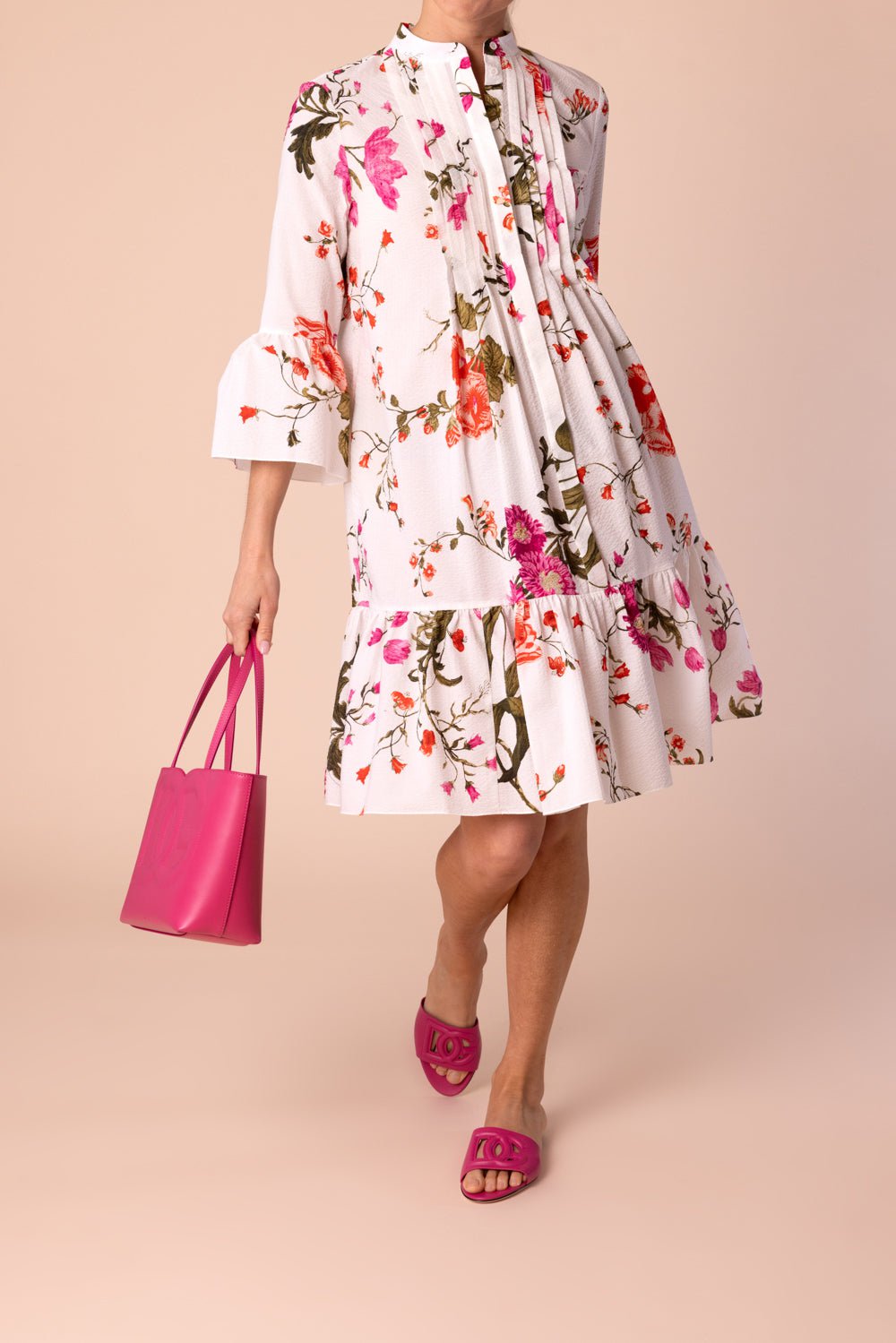 ERDEM-Tiered Hem Floral Short Dress-