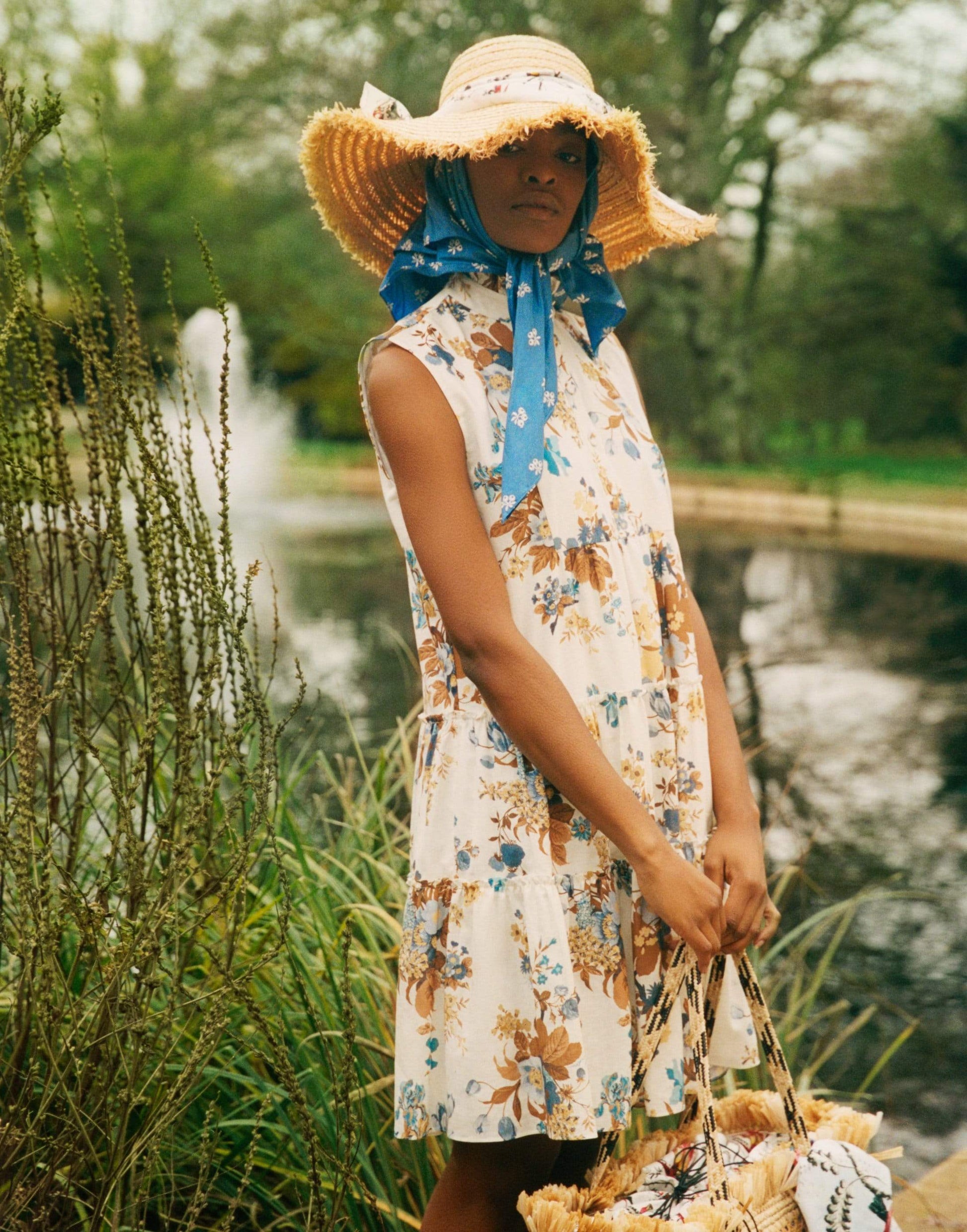 ERDEM-Porto Dress Vanessa Bouquet Cotton Linen-