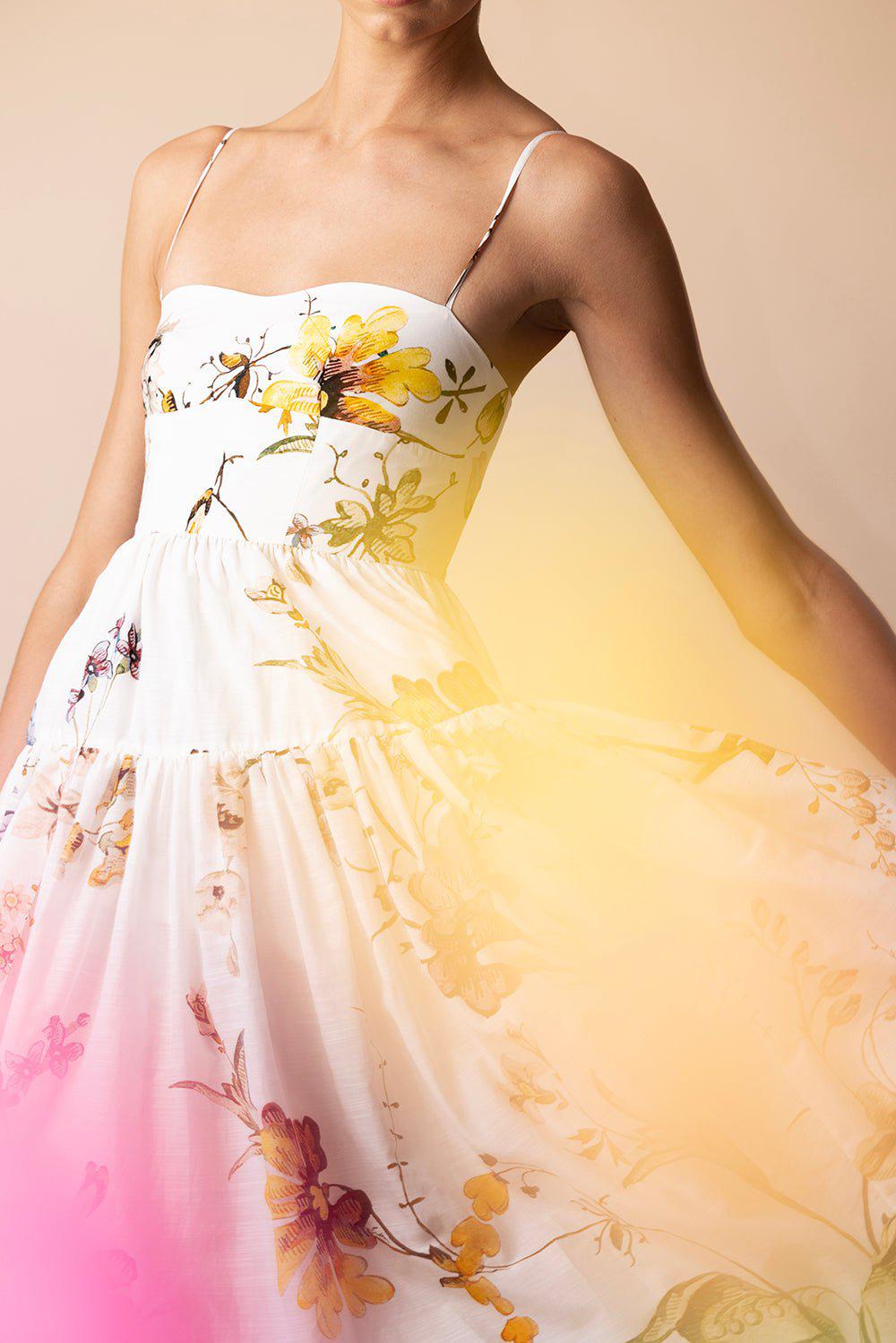 ERDEM-Strappy Tier Fit and Flare-