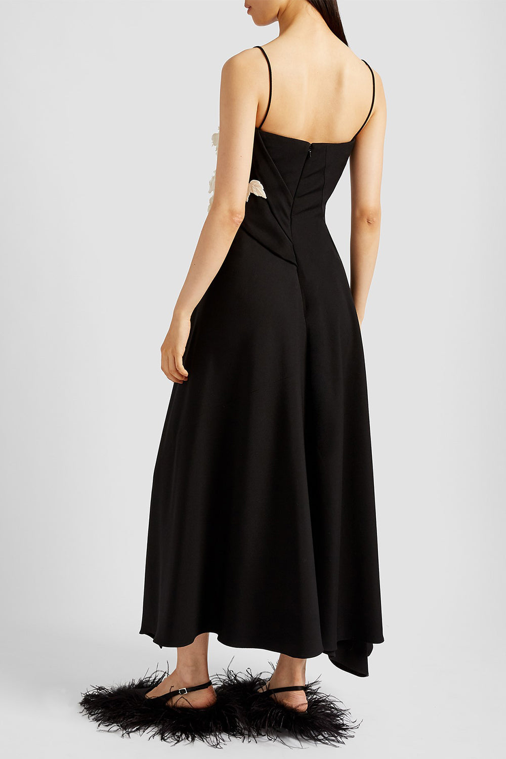 Asymmetric Draped Midi Dress-BLACK-4-CLOTHINGDRESSCOCKTAIL-ERDEM