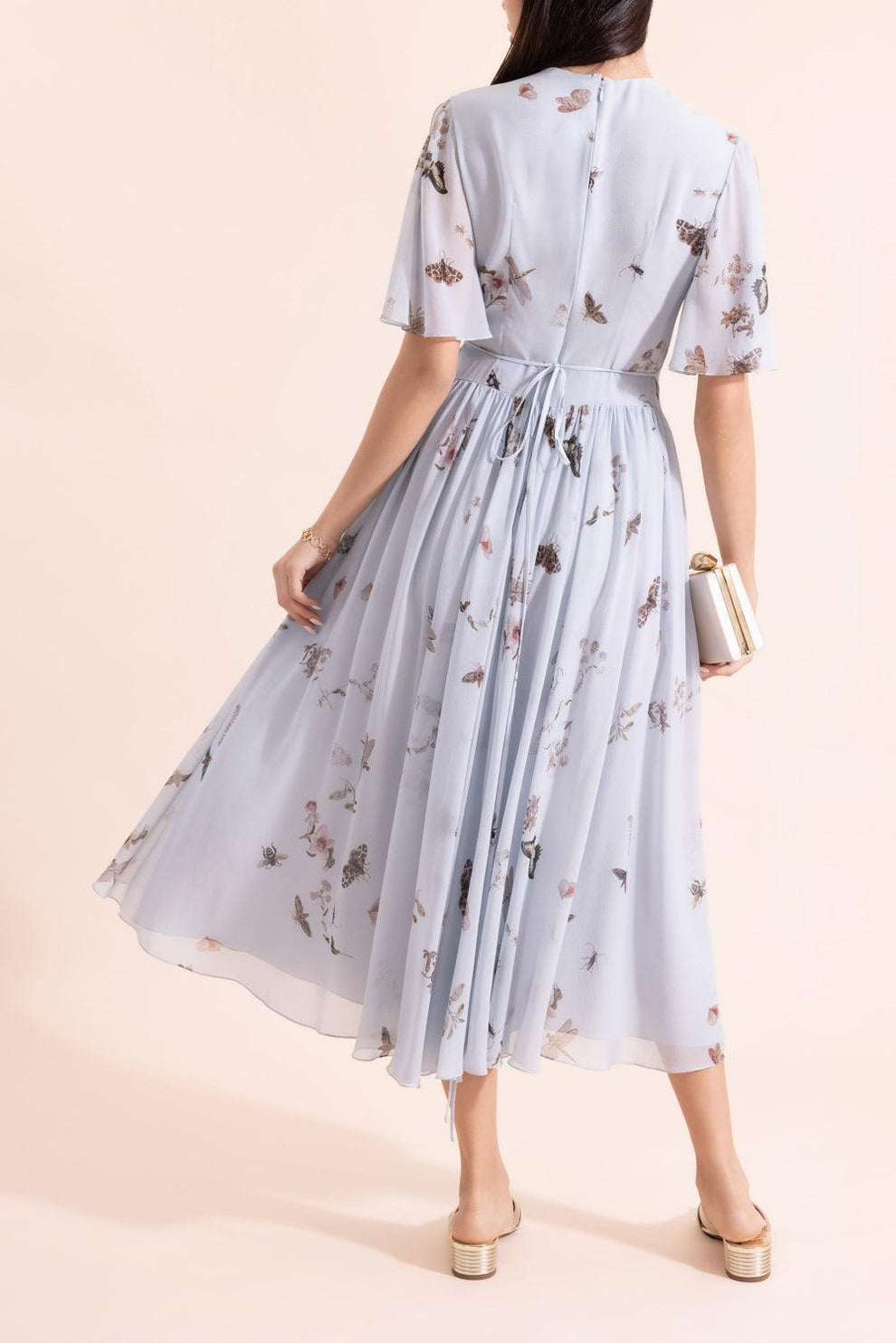 erdem blue and white dress it falls from knotted JAN25Wk3 Elegant Chiffon Lace Transparent Style Size:L