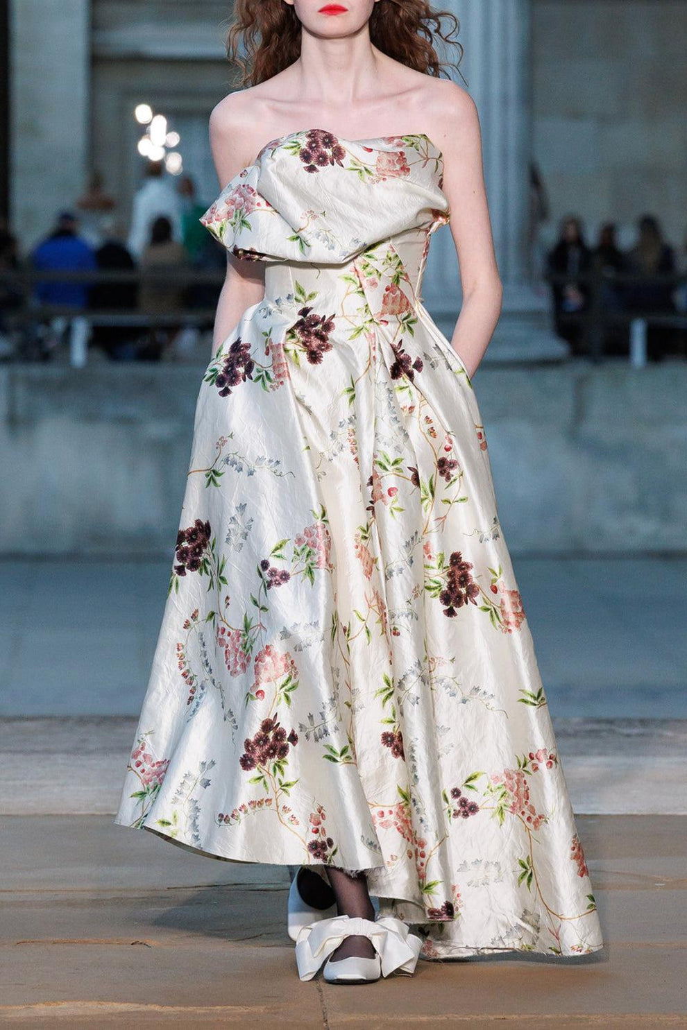 Floral Print Texture Cloud Midi Dress