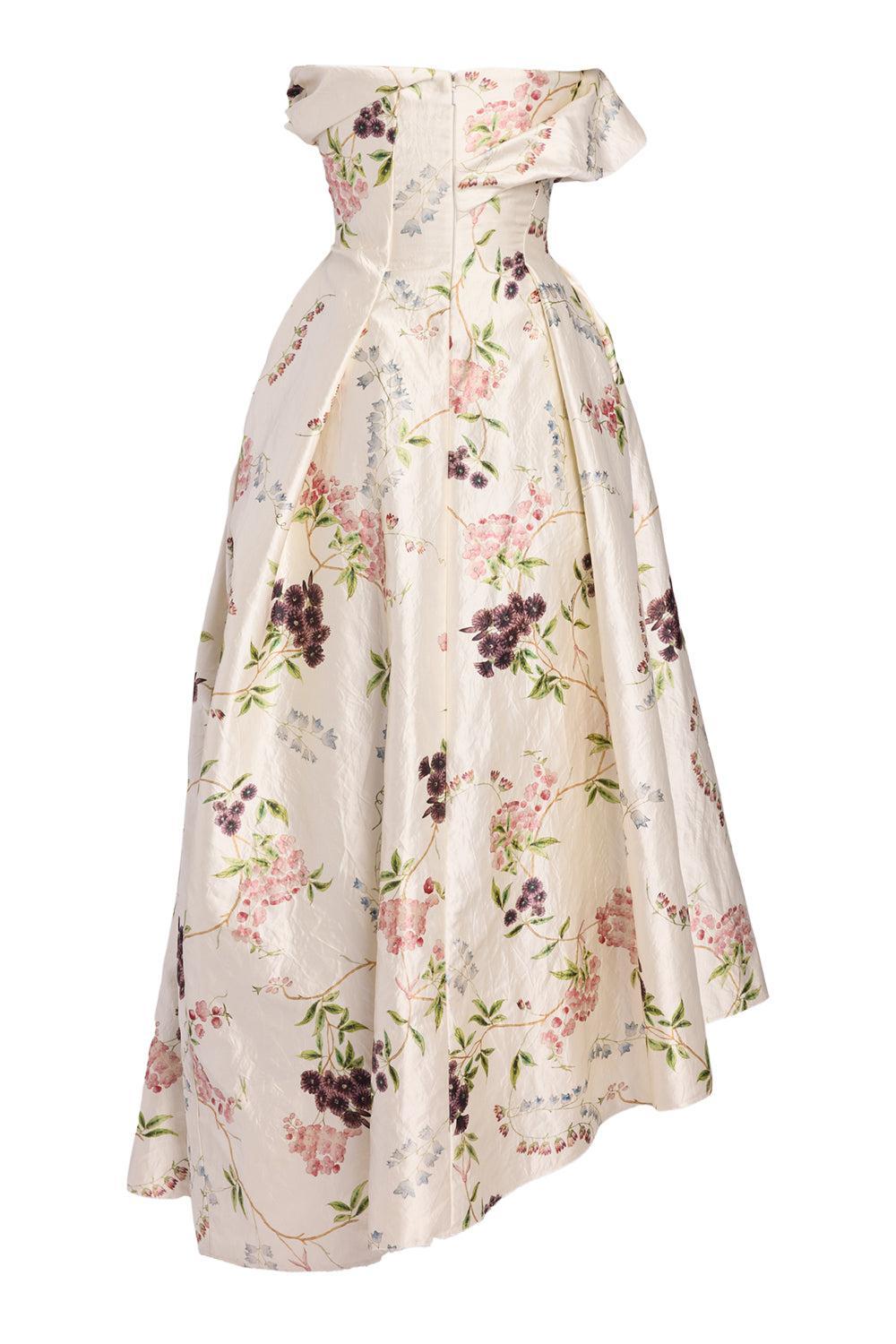 Floral Print Texture Cloud Midi Dress-FLORAL-6-CLOTHINGDRESSCOCKTAIL-ERDEM