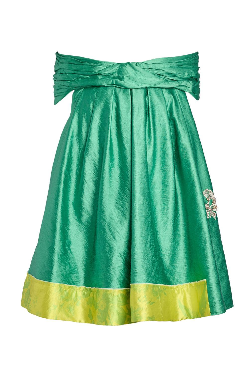 Embellished Texture Off The Shoulder Mini Dress-GREEN-6-CLOTHINGDRESSCOCKTAIL-ERDEM
