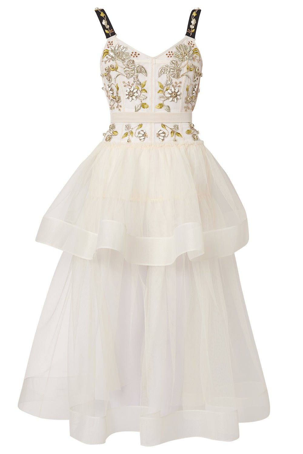 ERDEM-Embroidered Full Skirt Dress-IVORY