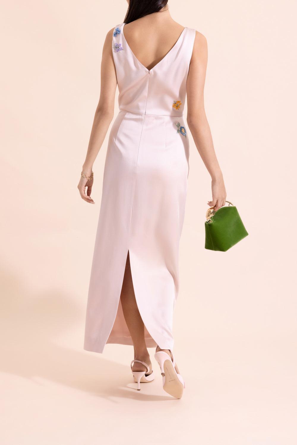 Embellished Sleeveless Cowl Neck Midi Dress-PINK-6-CLOTHINGDRESSCOCKTAIL-ERDEM