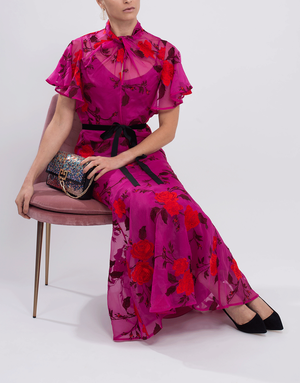 ERDEM-Fudero Celestina Slip Dress-FUCH/RED