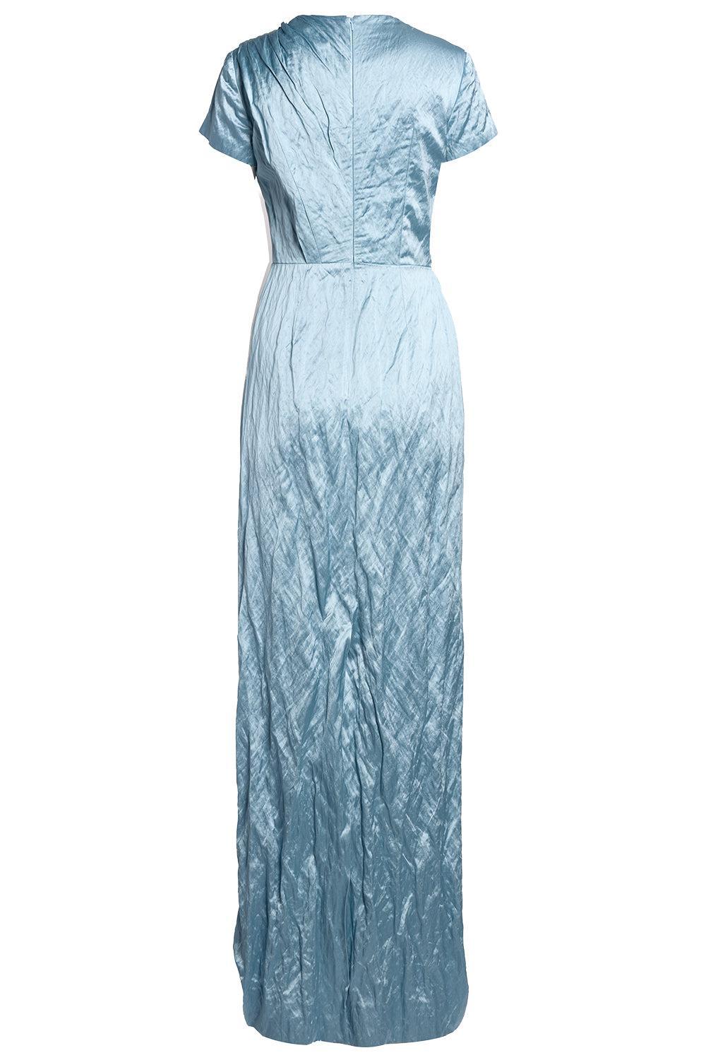 Textured Short Sleeve Gown-BLUE-4-CLOTHINGDRESSGOWN-ERDEM
