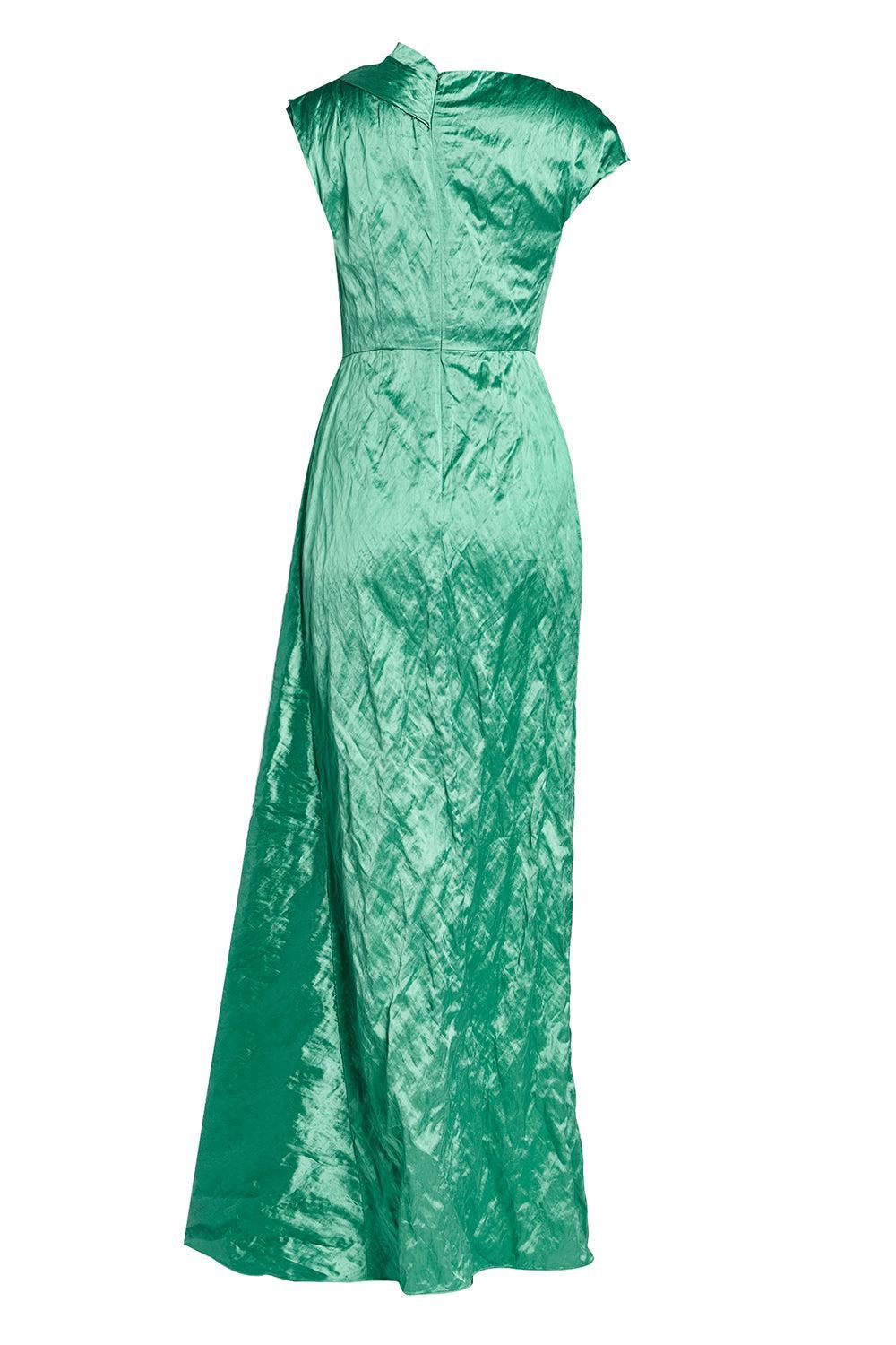 Embellished Texture Drape Gown-GREEN-2-CLOTHINGDRESSGOWN-ERDEM
