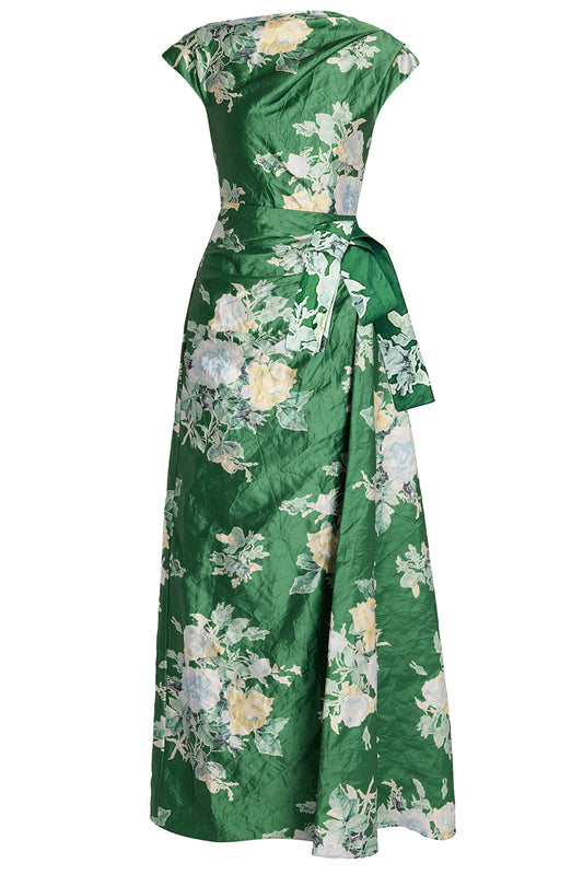 Floral Textured Asymmetric Gown