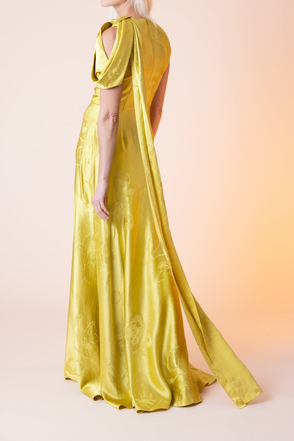 Sleeveless Drape Shoulder Gown