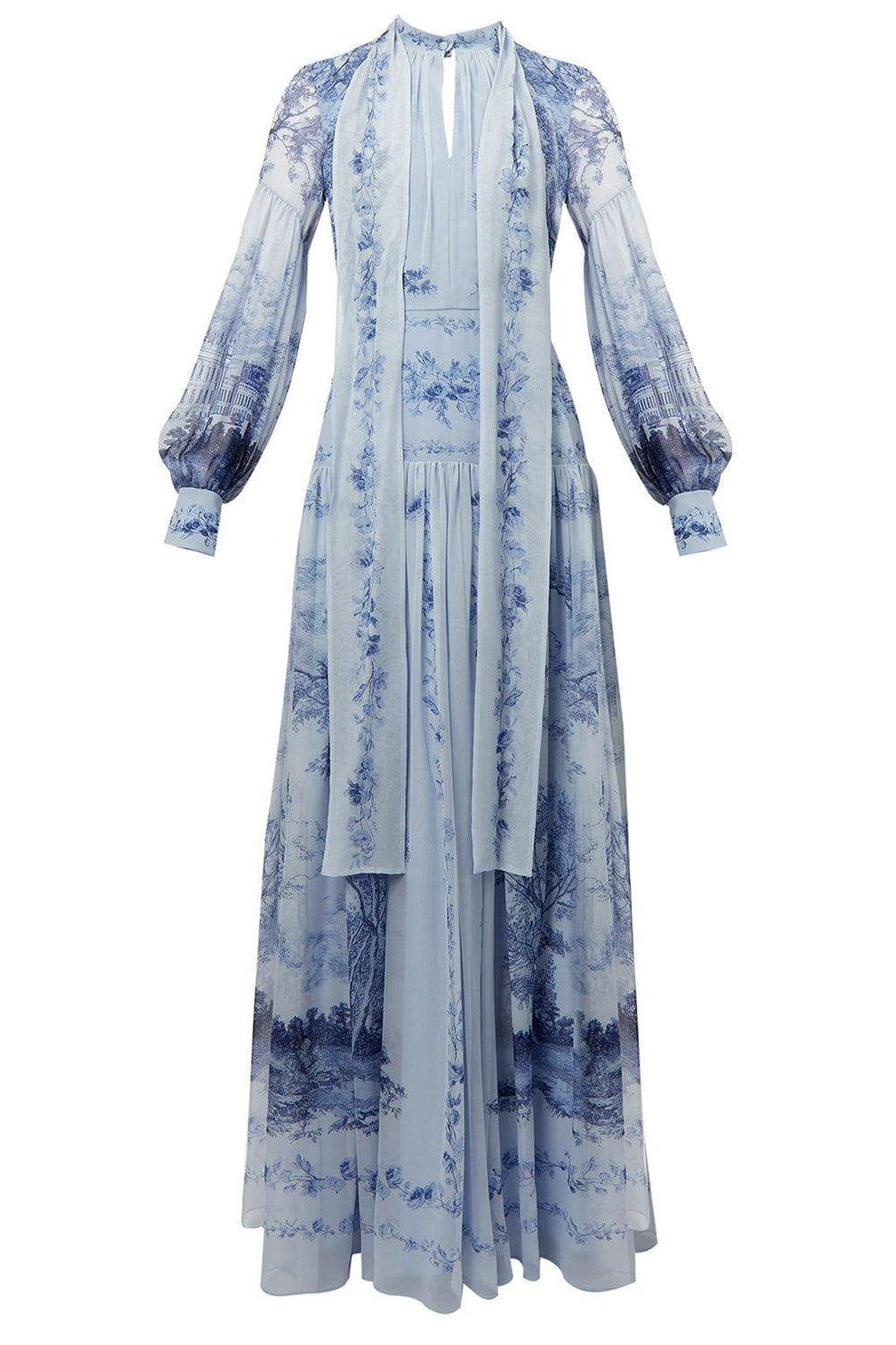 Blouson Sleeve Neck Tie Gown | ERDEM Marissa Collections Blouson Sleeve Neck Tie Gown | ERDEM Marissa Collections