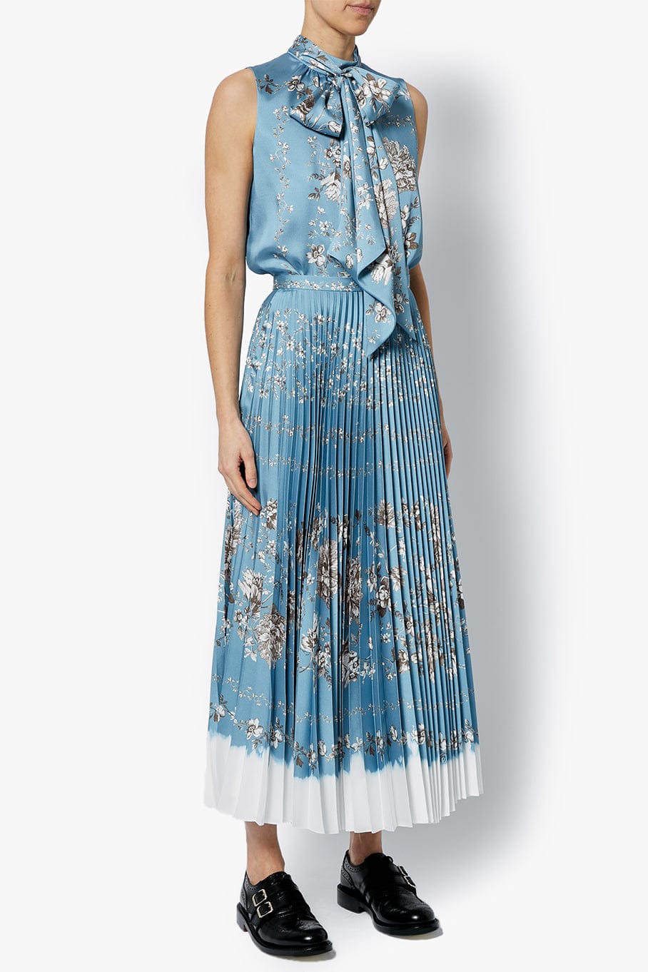 ERDEM-Nesrine Pleated Skirt - Blue-