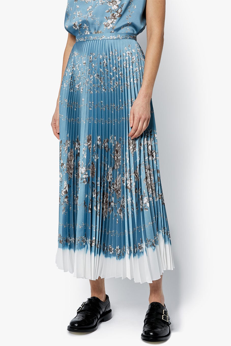 ERDEM-Nesrine Pleated Skirt - Blue-