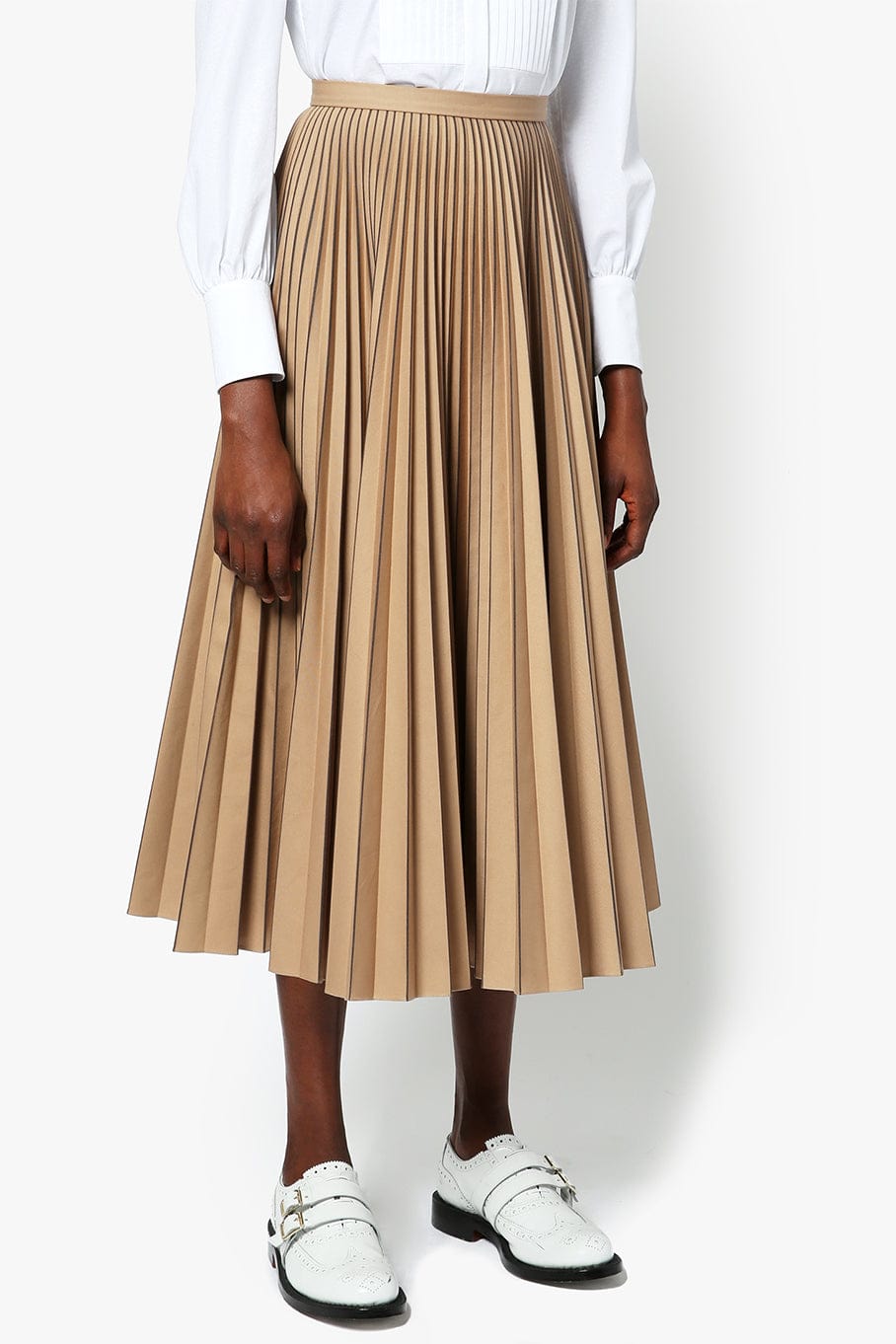 ERDEM-Nesrine Pleated Skirt - Camel-