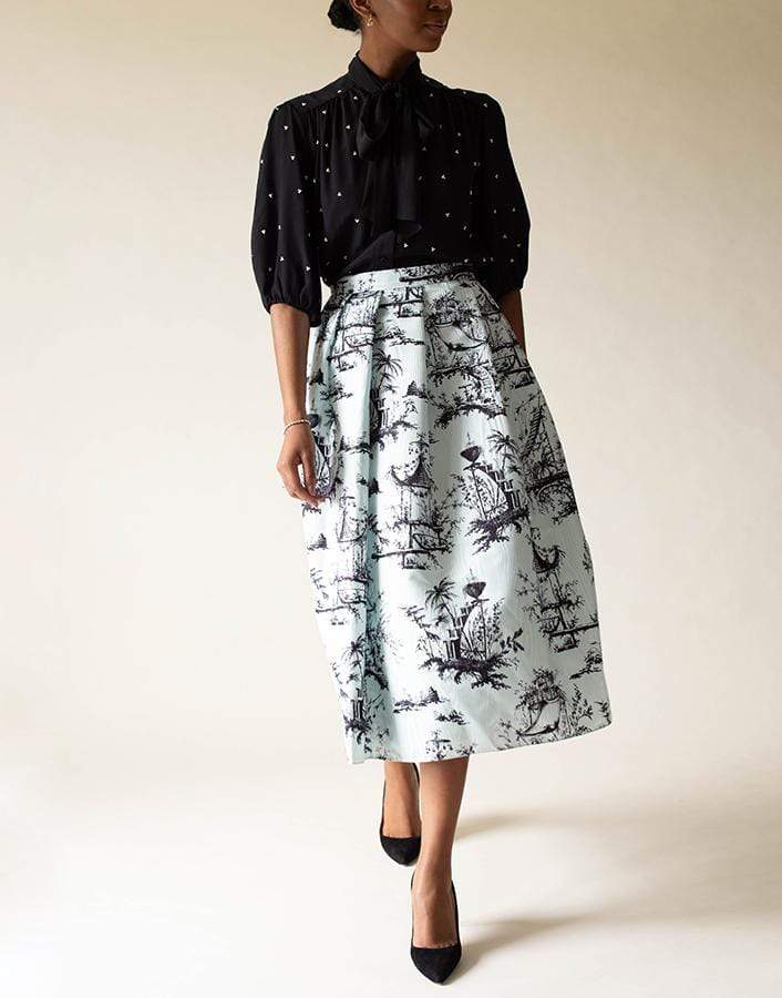 ERDEM-Black Bead Embellished Dolly Top-