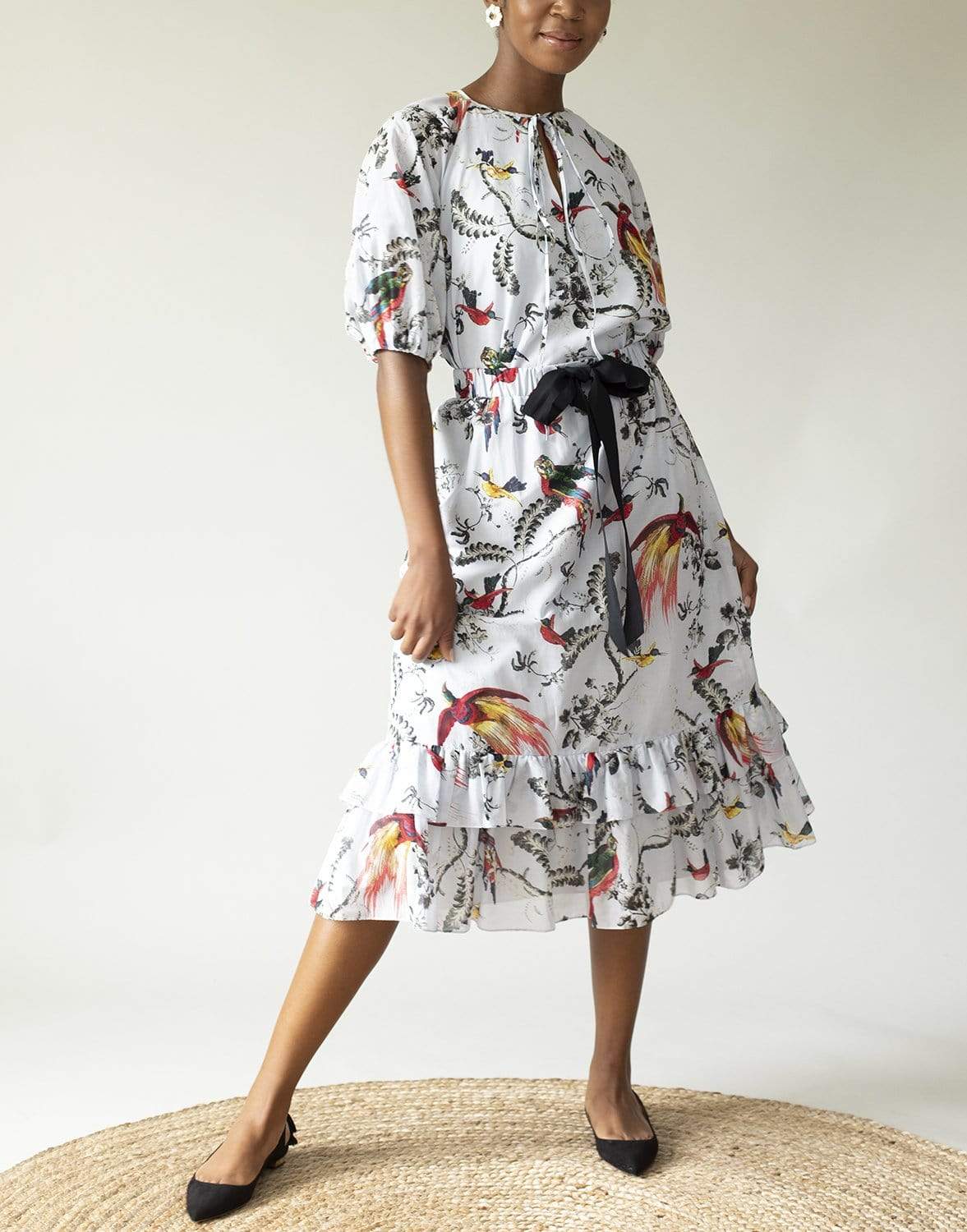 ERDEM-Monaco Top Paisley Parrot Cotton Silk Voile-