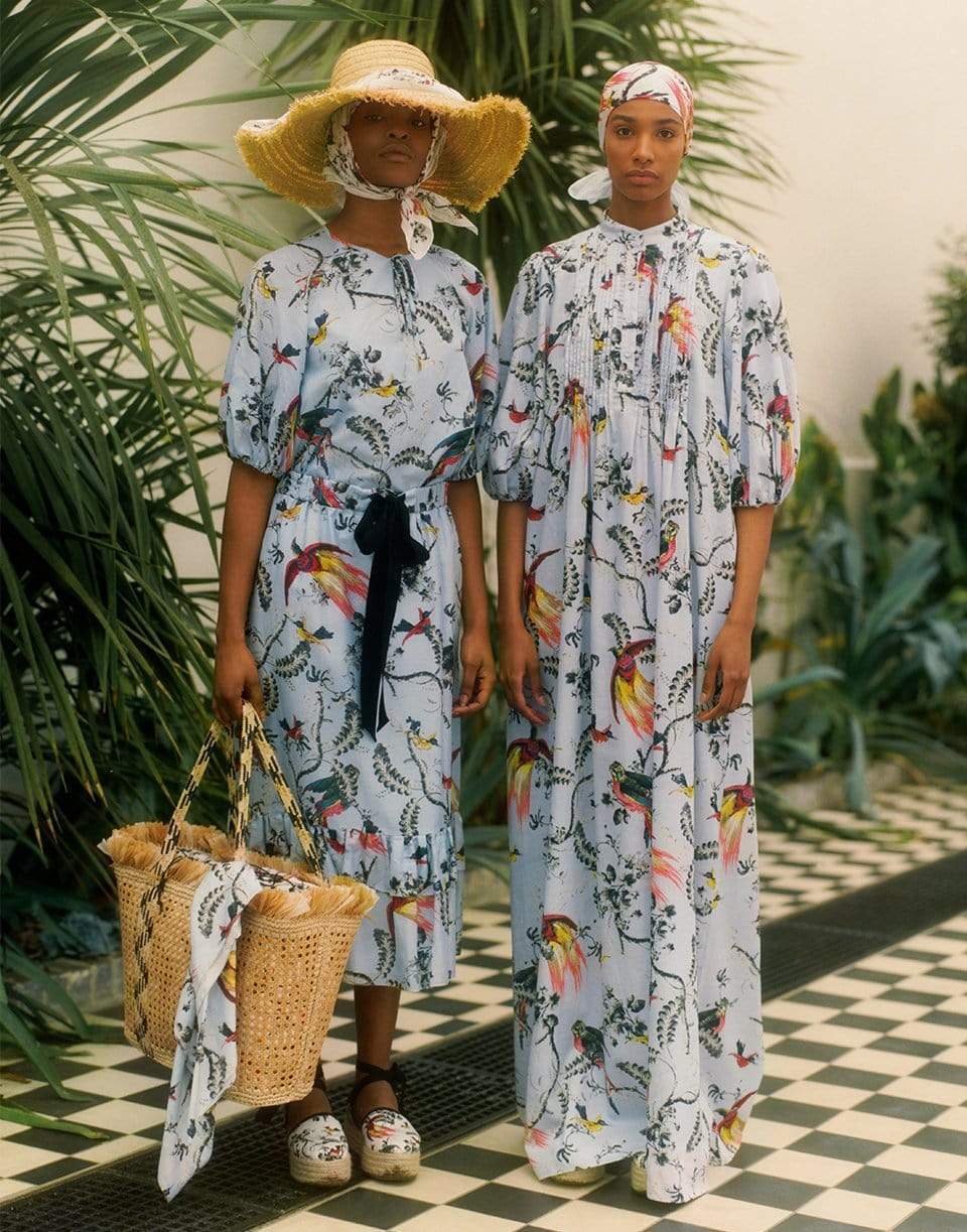 ERDEM-Monaco Top Paisley Parrot Cotton Silk Voile-