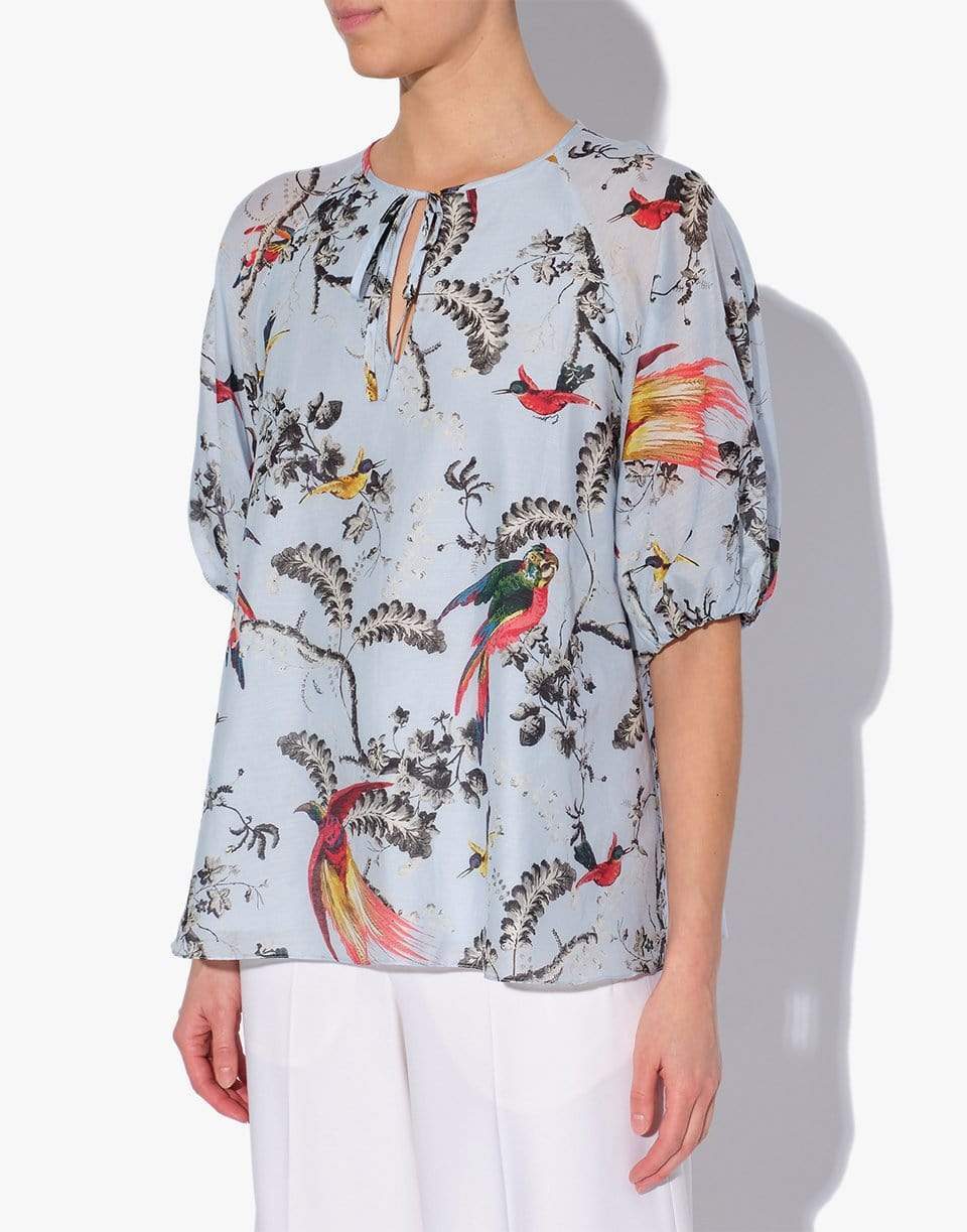 ERDEM-Monaco Top Paisley Parrot Cotton Silk Voile-