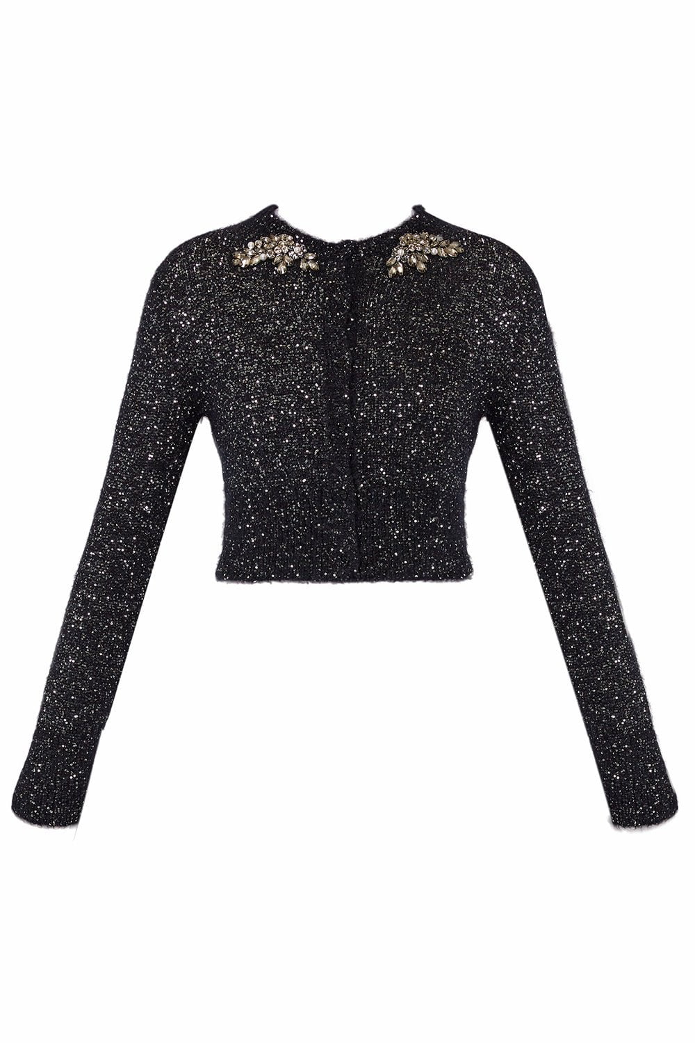 Embellished Cropped Cardigan - Black