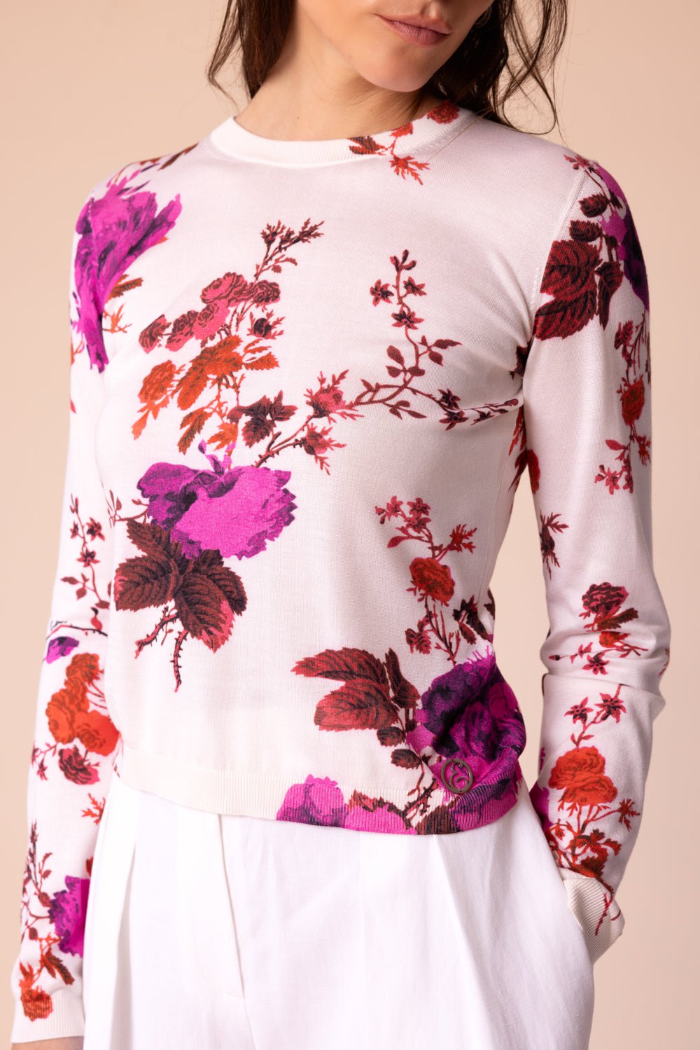 Rose Print Sweater CLOTHINGTOPKNITS ERDEM   