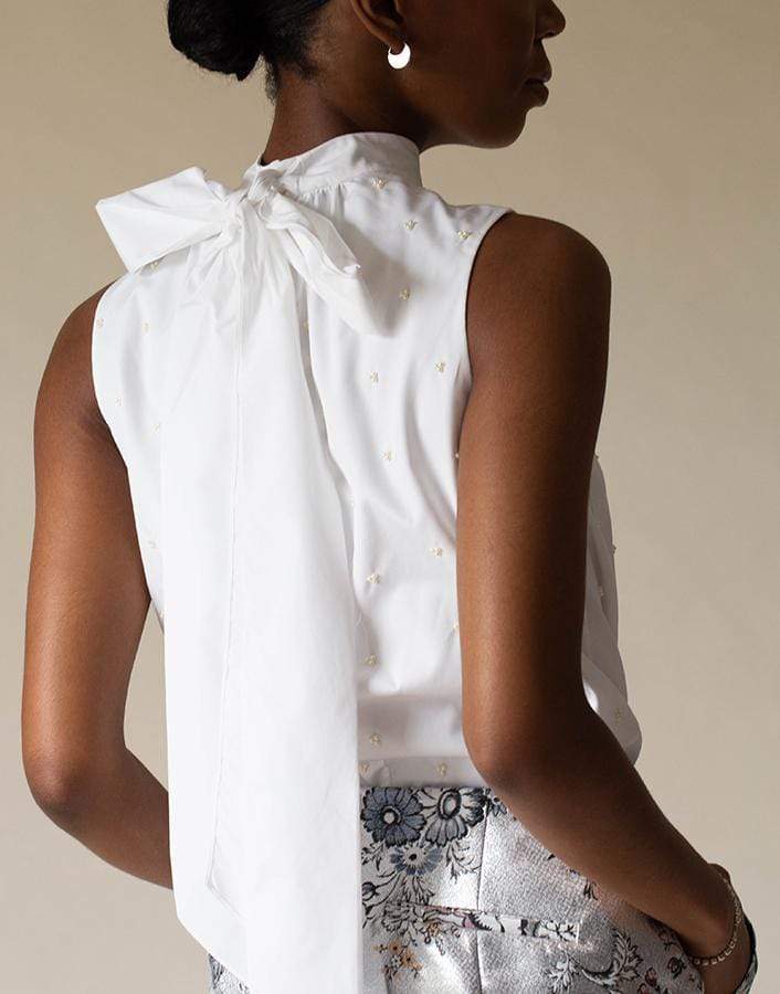 ERDEM-Koren Sleeveless Bow Tie Top-