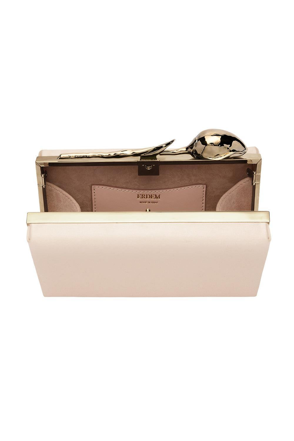 Bloom Clutch - Champagne Satin-CHAMPAGNE-HANDBAGCLUTCHES-ERDEM