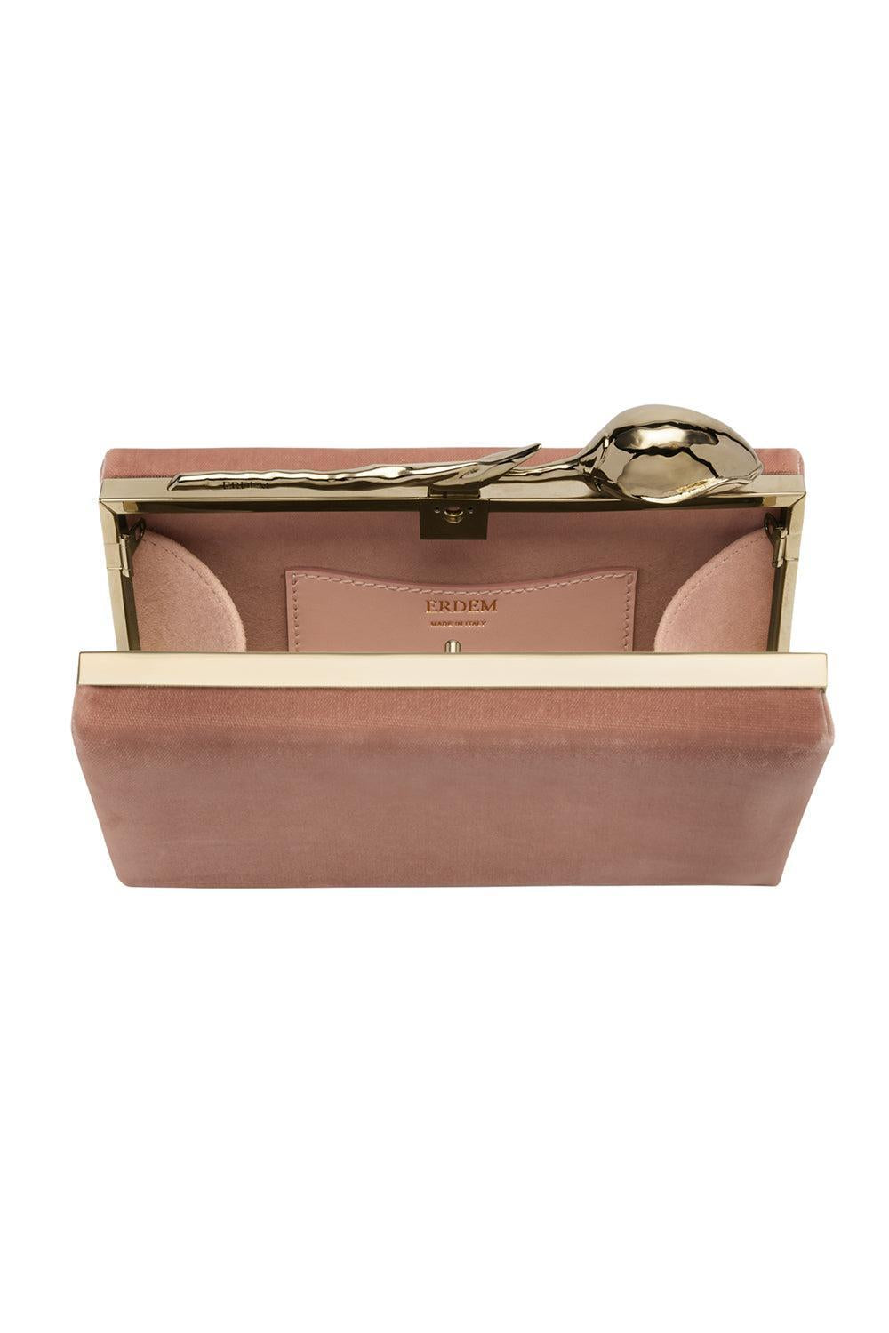 Bloom Clutch - Powder Pink Velvet-PWDRPINK-HANDBAGCLUTCHES-ERDEM
