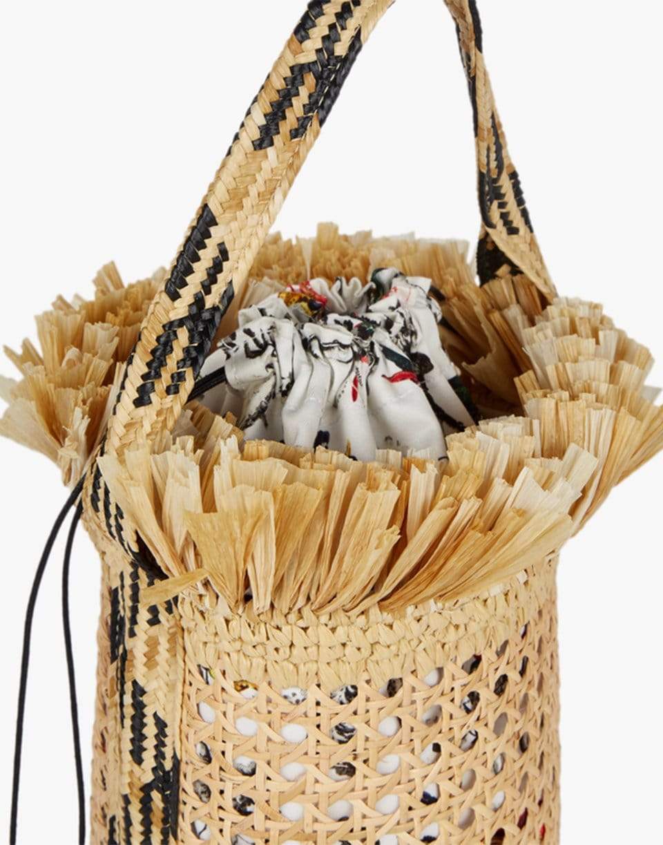 ERDEM-Straw Bucket Bag Rattan-STRAW